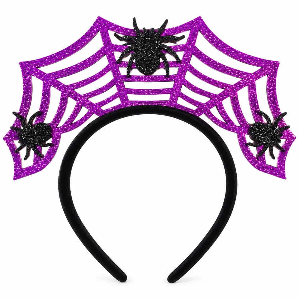Serre-tête toile d'araignée Halloween violet 20 cm