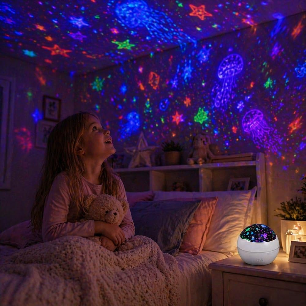 Shop-Story Veilleuse Projecteur Enfant Étoiles Océan 2 en 1