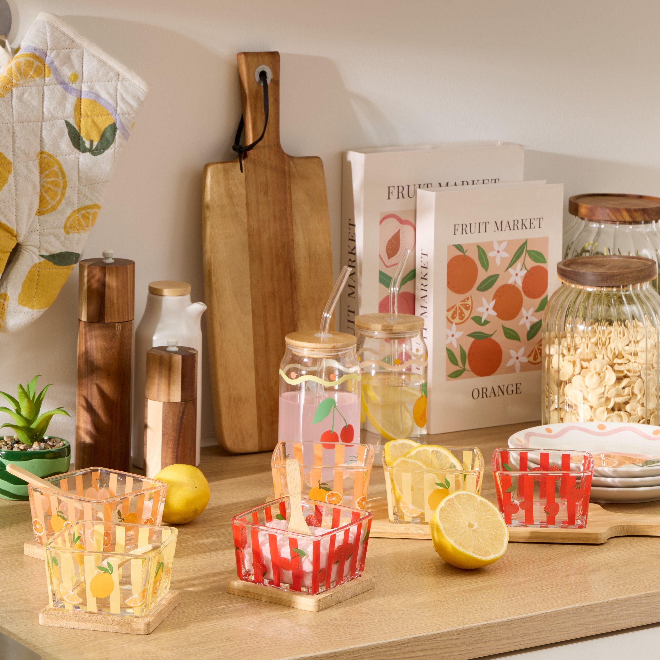 Stokomani Maison Lot 3 coupelles apéritives fruits verre bambou