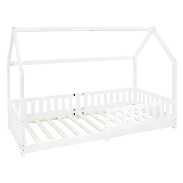 ECD Germany Kinder lit cabane blanc 90x200 cm pin sommier