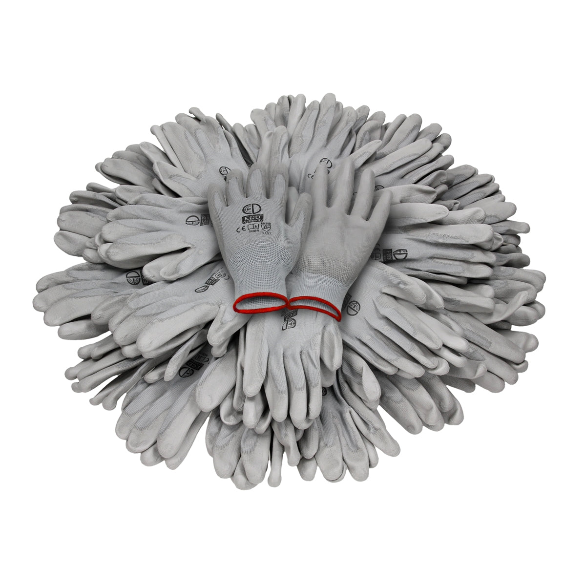 ECD Germany Werkstatt gants de travail PU gris taille S lot 144 paires