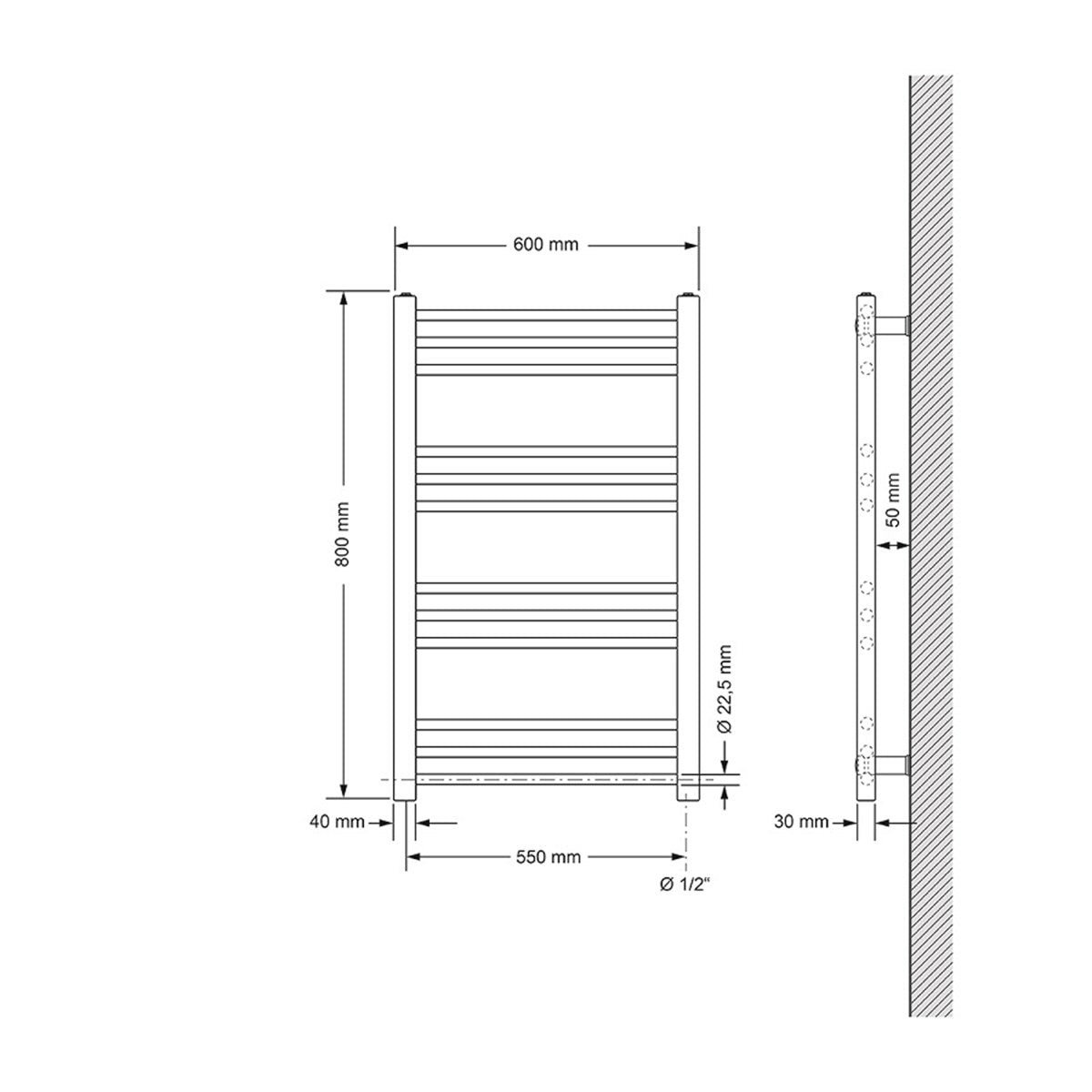 LuxeBath Heizungen radiateur électrique 600x800 mm blanc 300W
