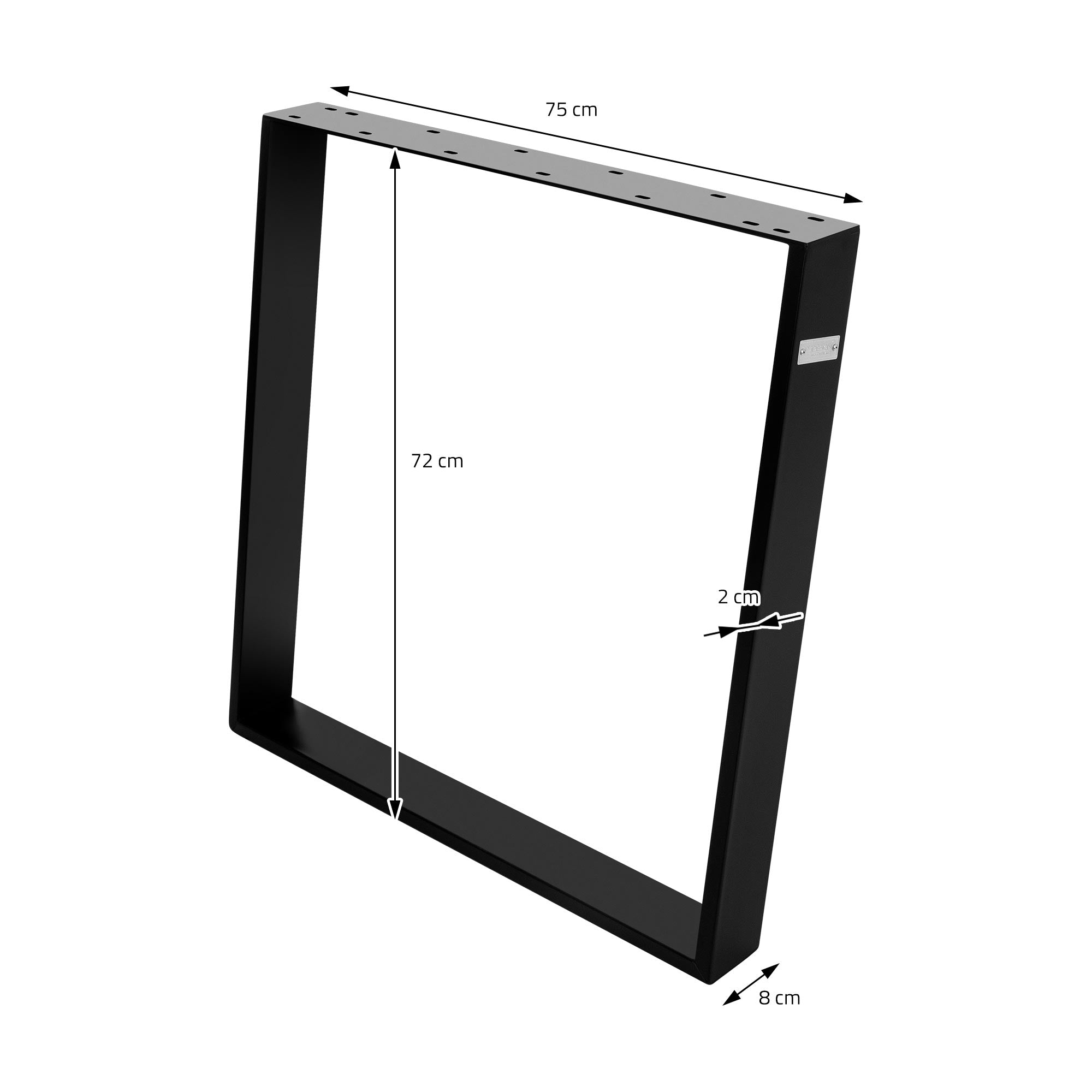 ECD Germany ML-Design pied de table noir 75x72 cm lot de 2