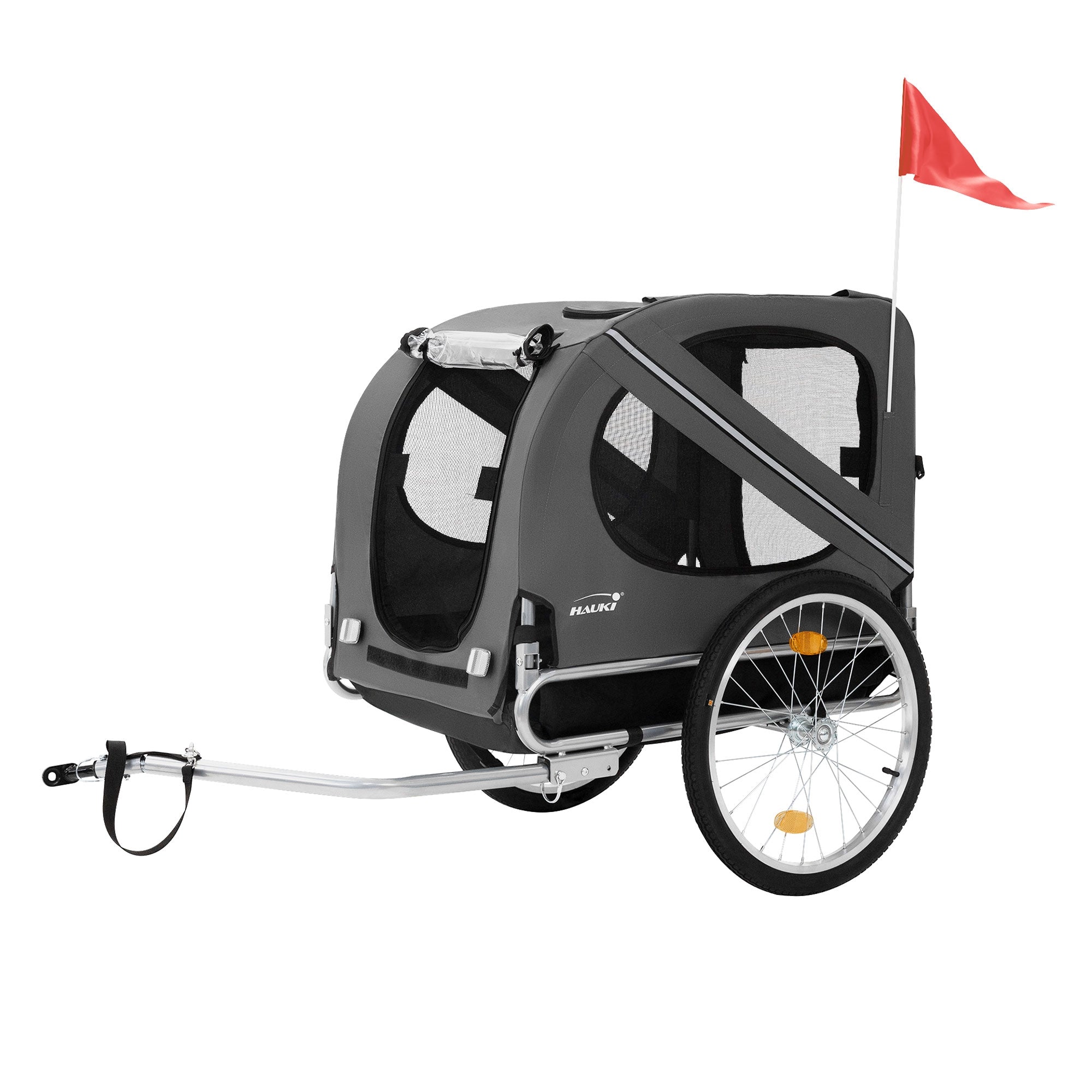 ECD Germany Hauki remorque vélo chien gris 40 kg pliable