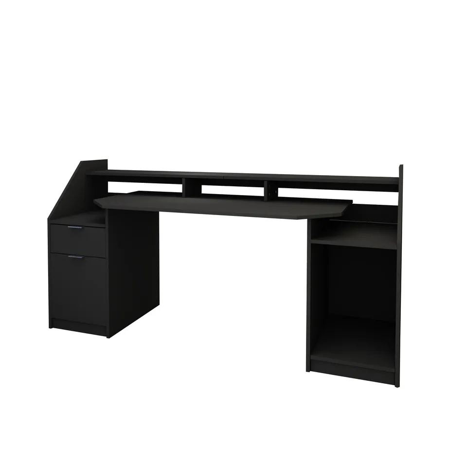 ECD Germany Möbel Bureau Noir Tiroir 179,8 cm MDF