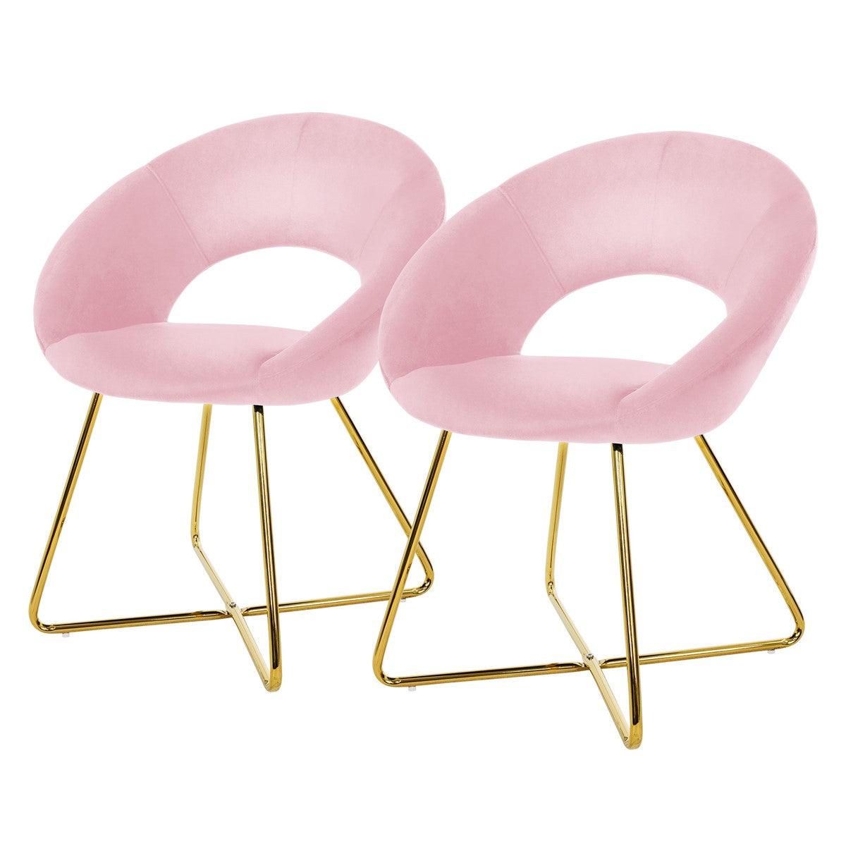 ECD Germany Möbel chaise velours dossier rond pied doré bleu