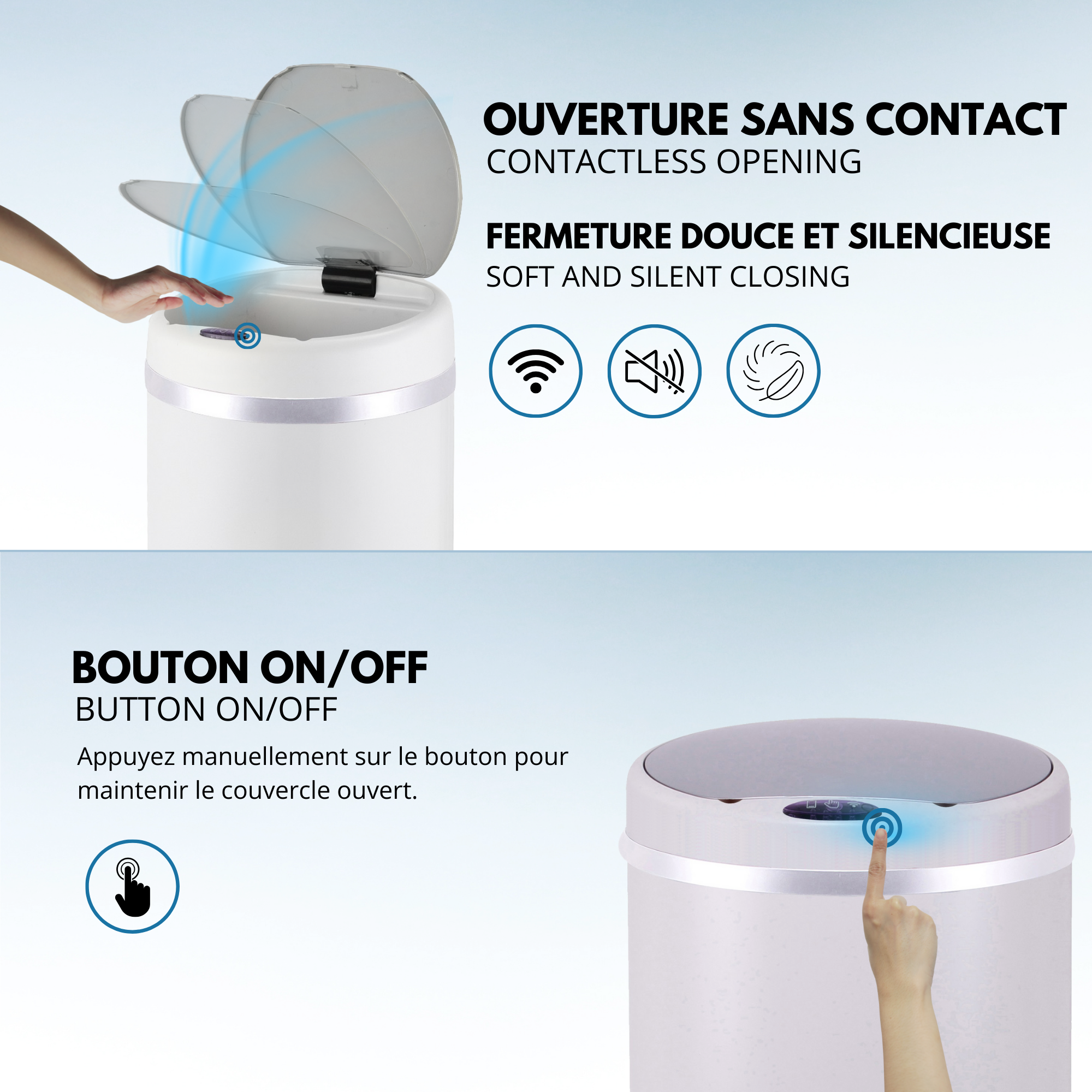 Red Deco Soho 42L poubelle cuisine automatique blanc inox