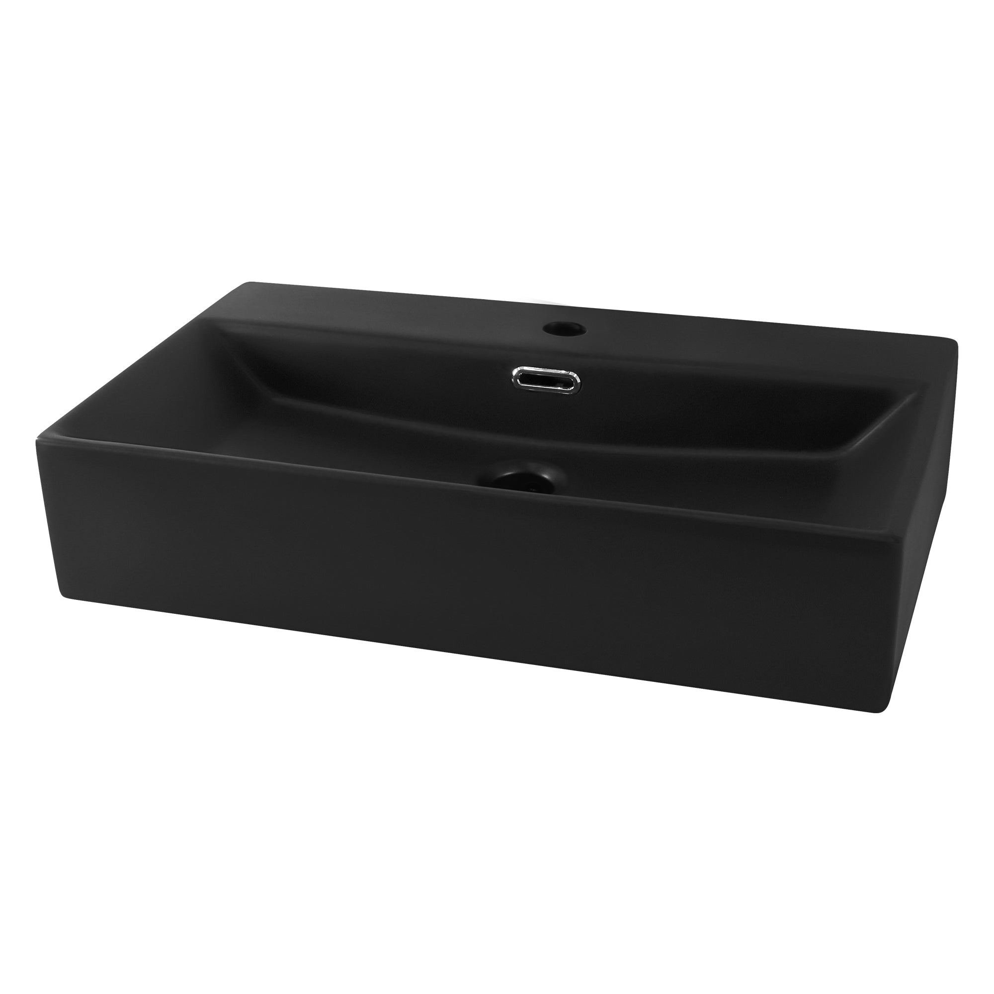 ECD Germany lavabo rectangulaire céramique noir 60,5 cm avec trop-plein