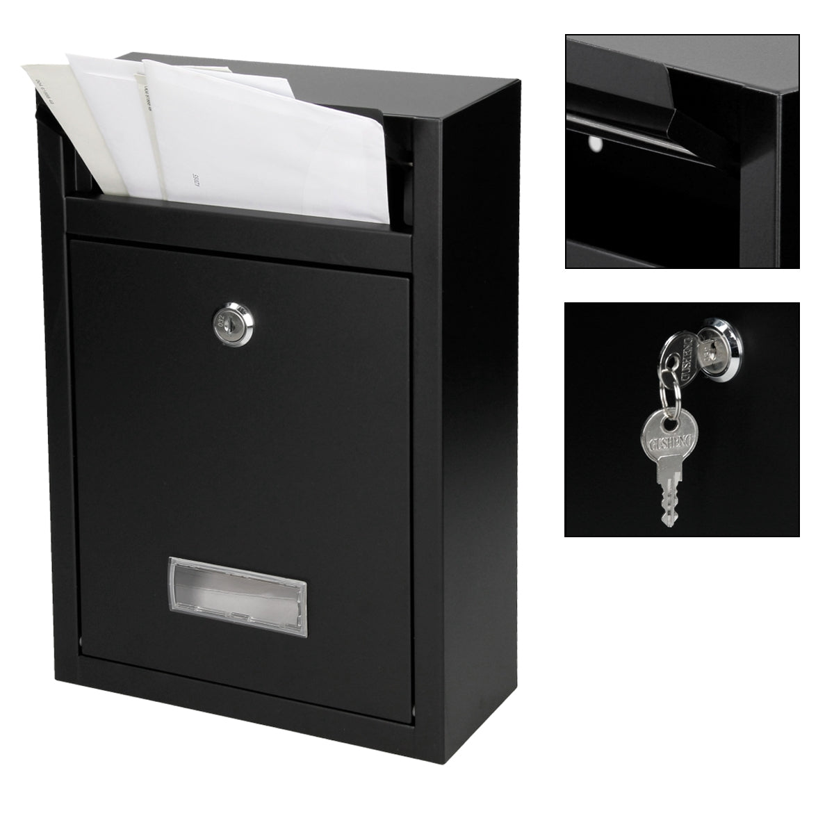 ECD Germany boîte aux lettres acier noir 215x9x32 cm