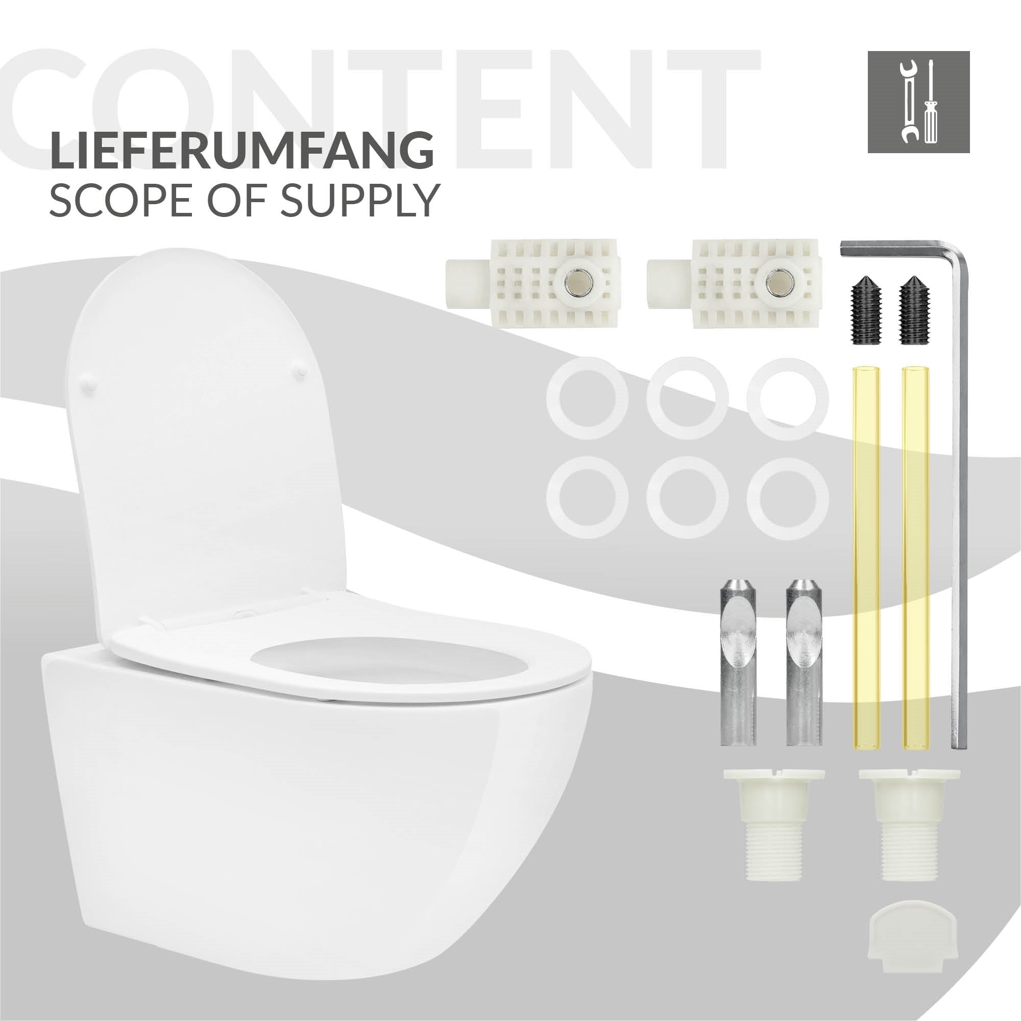 Luxebath WC suspendu blanc 54 cm sans bride nano softclose