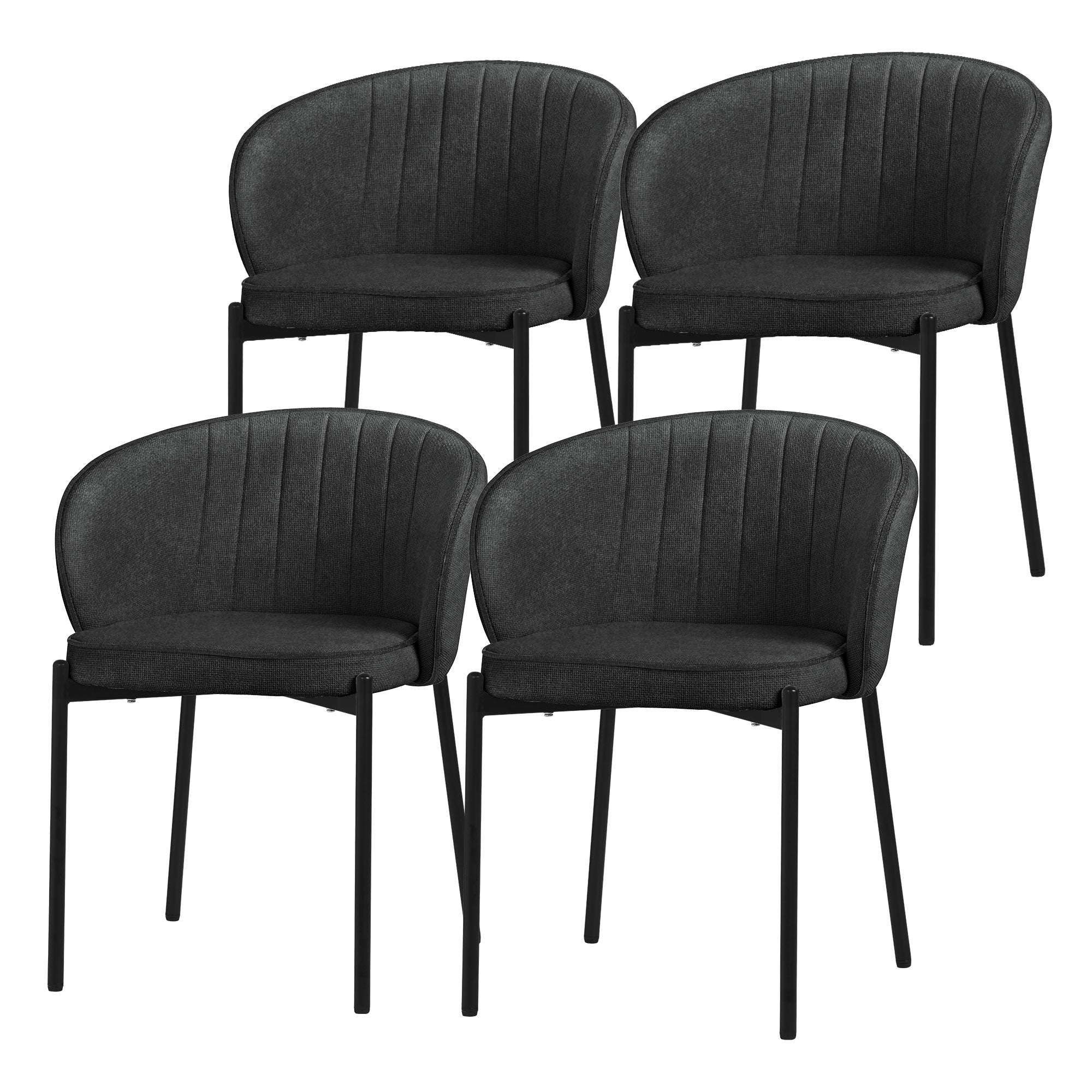 ECD Germany ML-Design lot 2 chaises tissu anthracite 60 cm