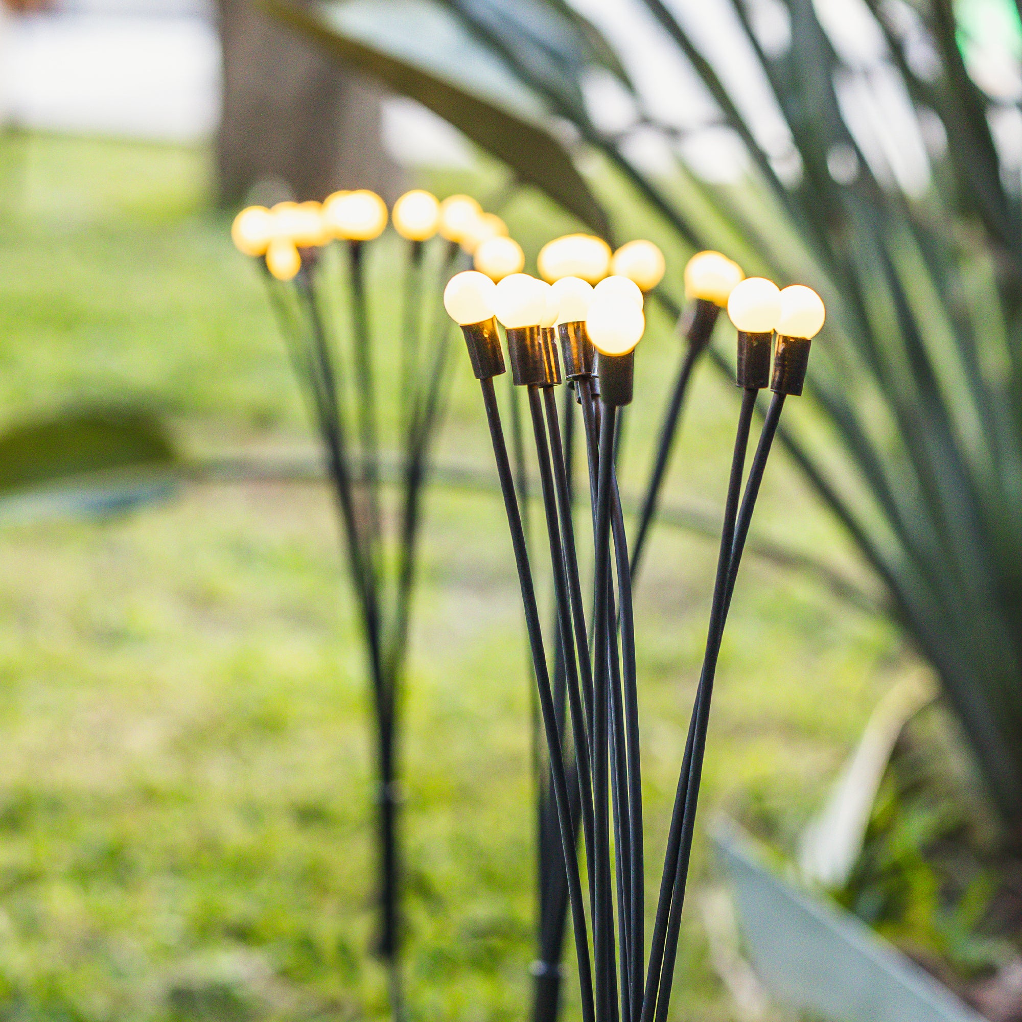 Red Deco Lyra Lot 4 Torches Solaires Boule H73cm Blanc Chaud
