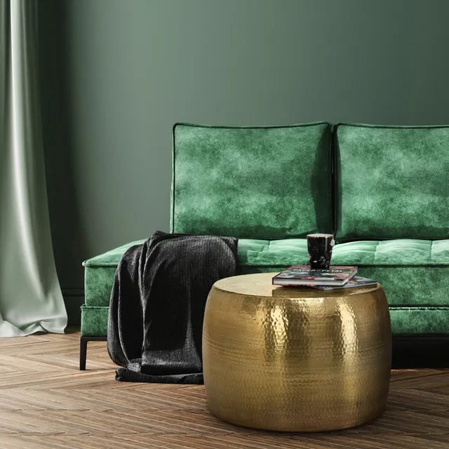 WOMO-DESIGN table basse dorée alu martelé Ø59x41 cm