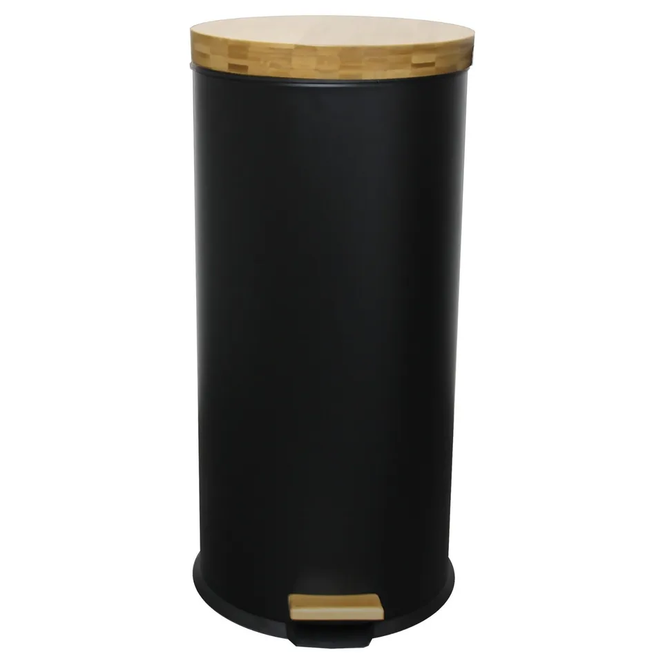 Red Deco Forest 30L poubelle pédale bois bambou noir