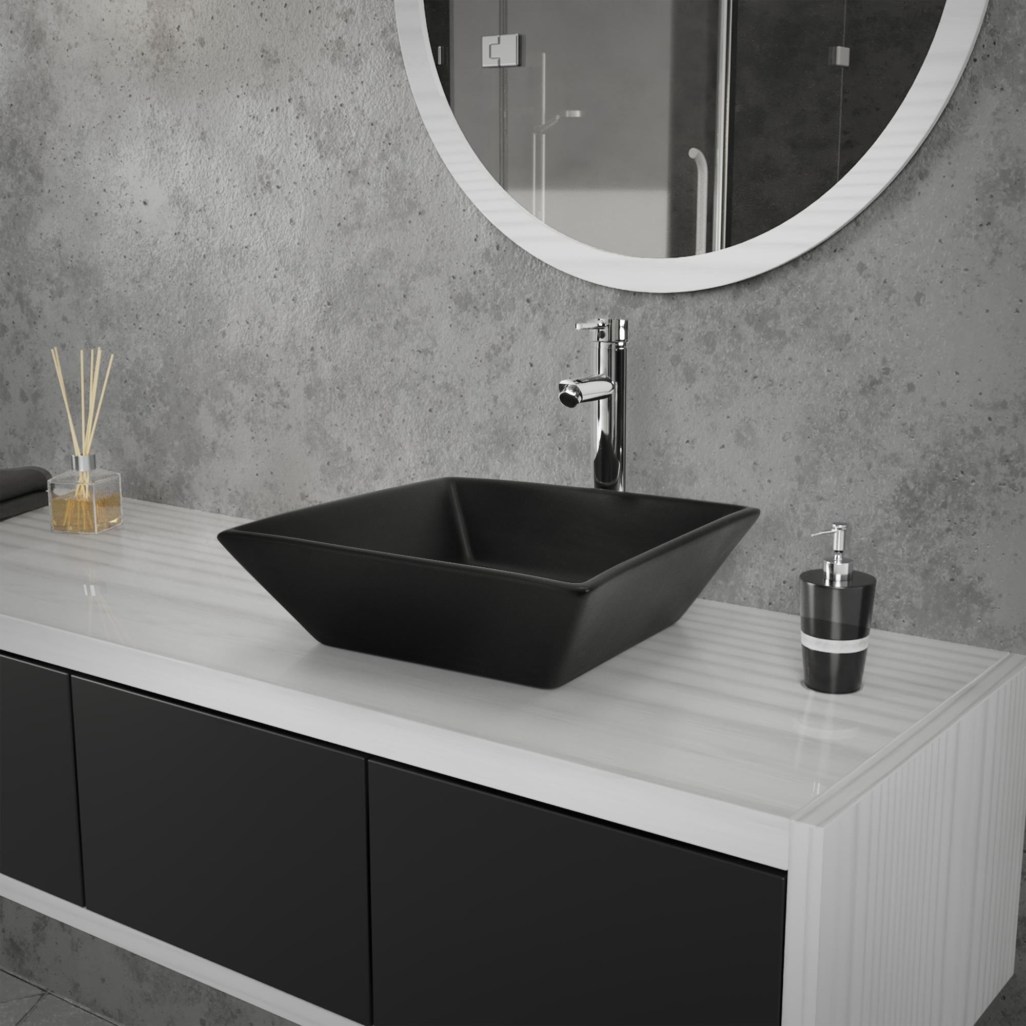 ECD Germany Sanitär vasque à poser noire 41 cm céramique + bonde