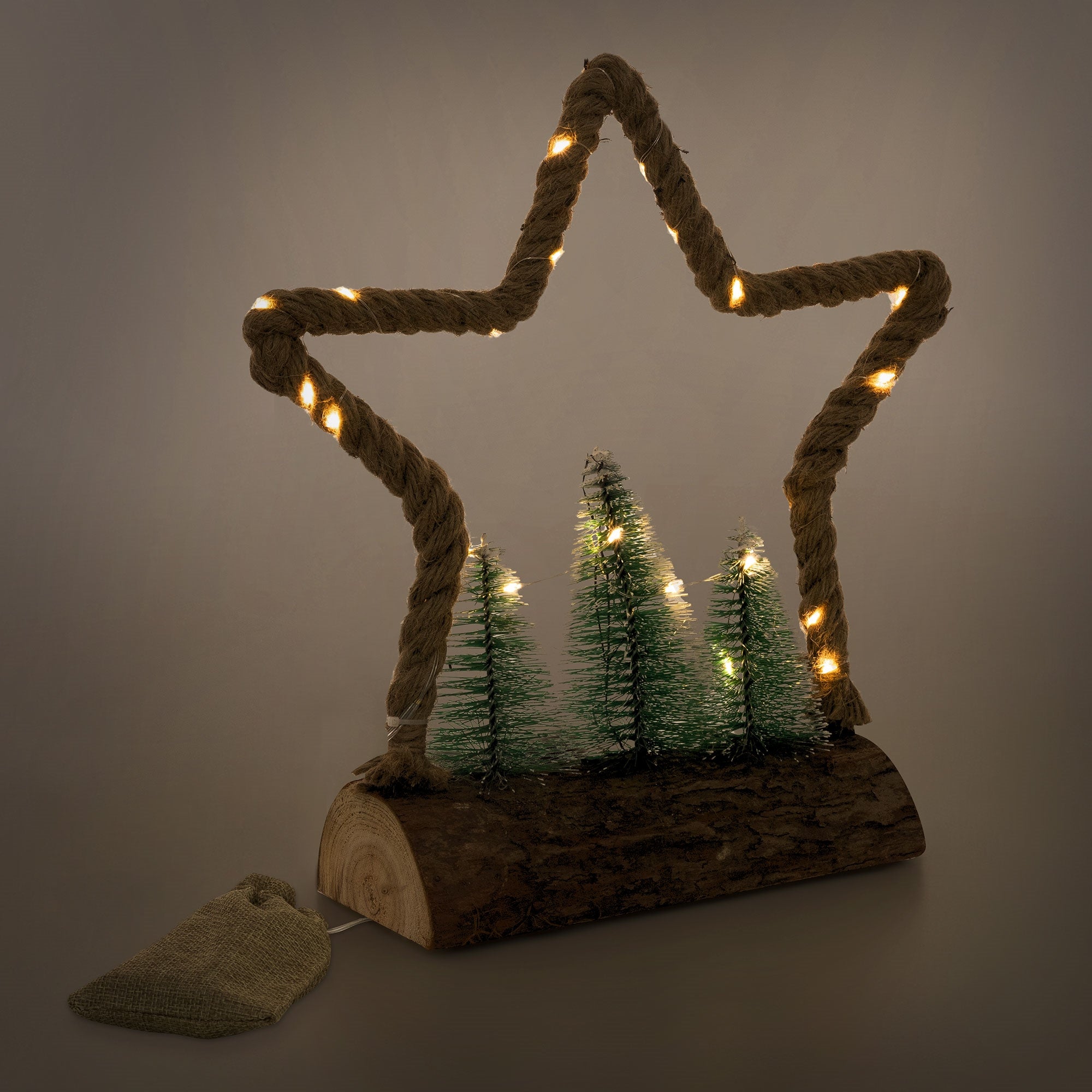 ECD Germany étoile lumineuse LED jute 30 cm blanc chaud