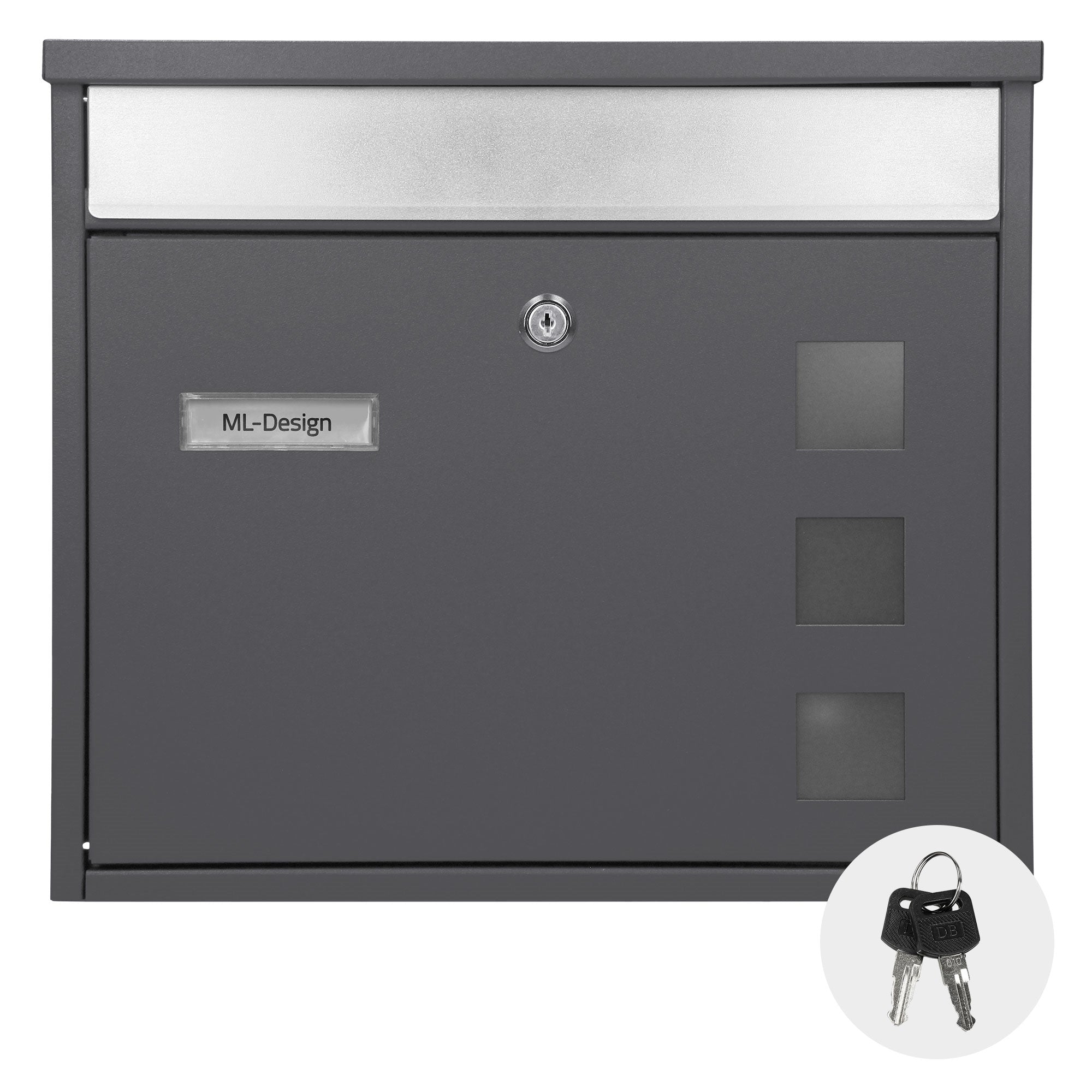 ECD Germany boîte aux lettres 36x31,5x11,5 cm anthracite inox