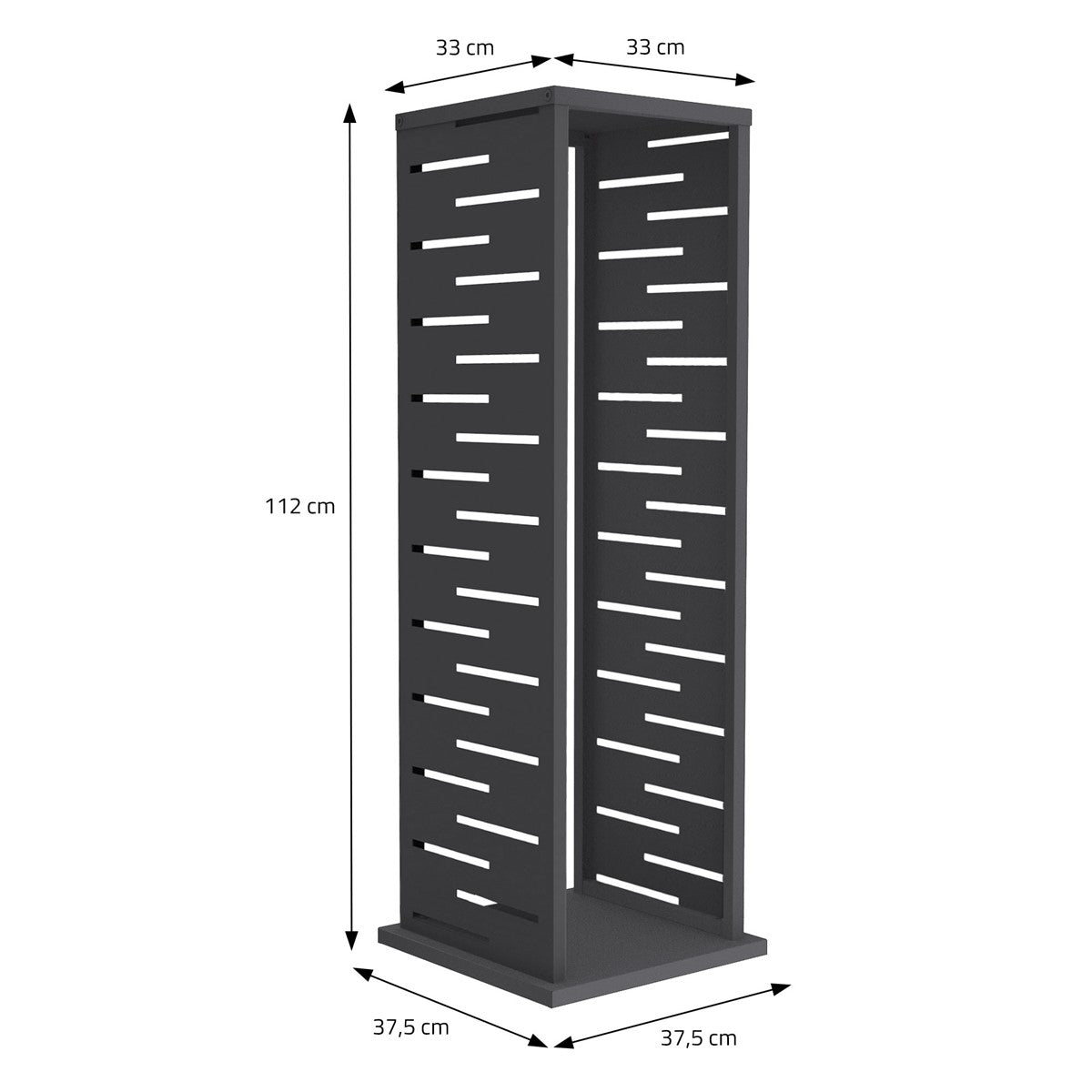 ML-Design range-bûches colonne 37,5x37,5x112 cm anthracite
