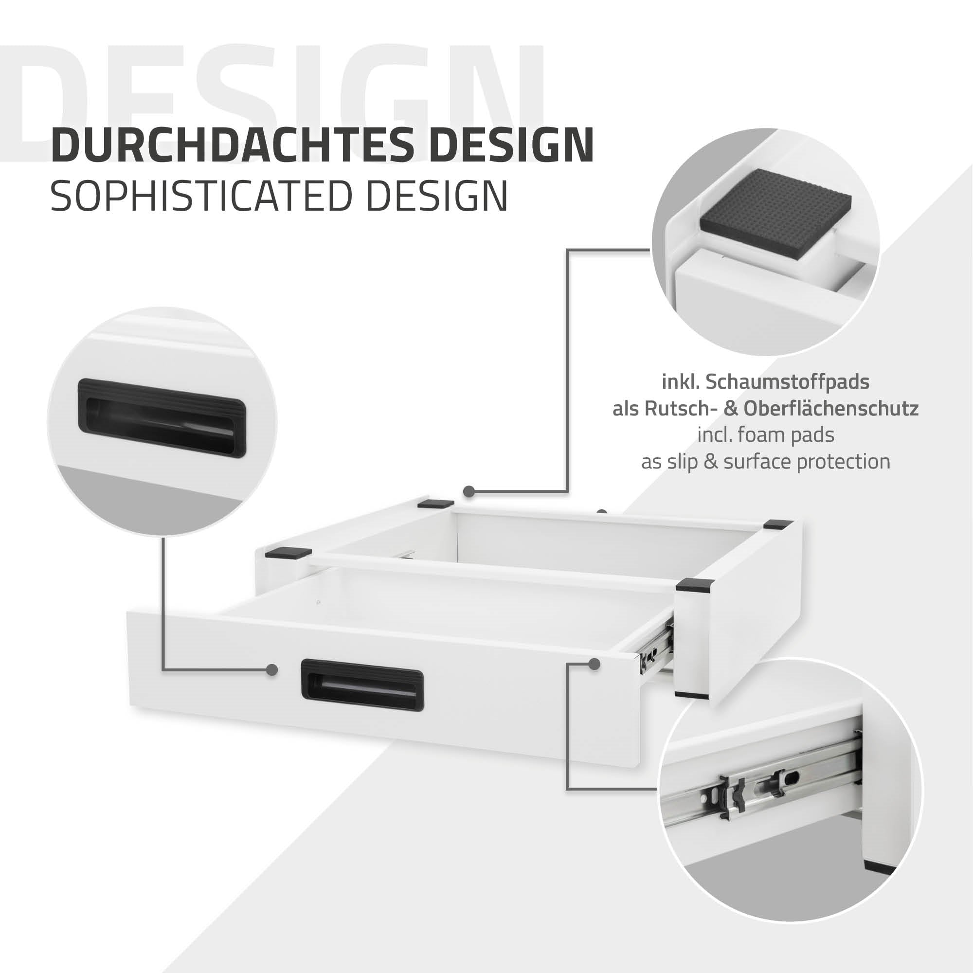 ECD Germany Möbel kit superposition lave-linge blanc 60,5x54 tiroir 10kg