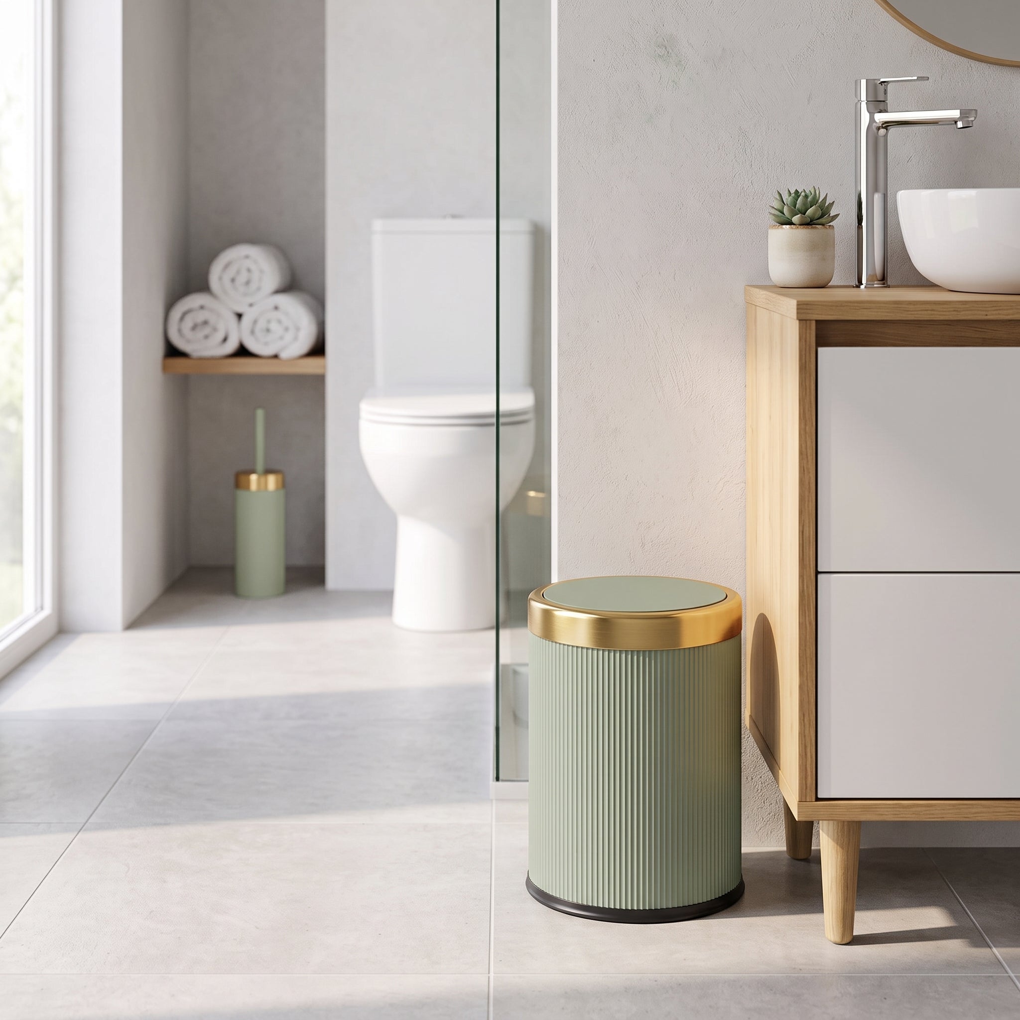 Red Deco Glint 8L poubelle push lot 3 vert or plastique