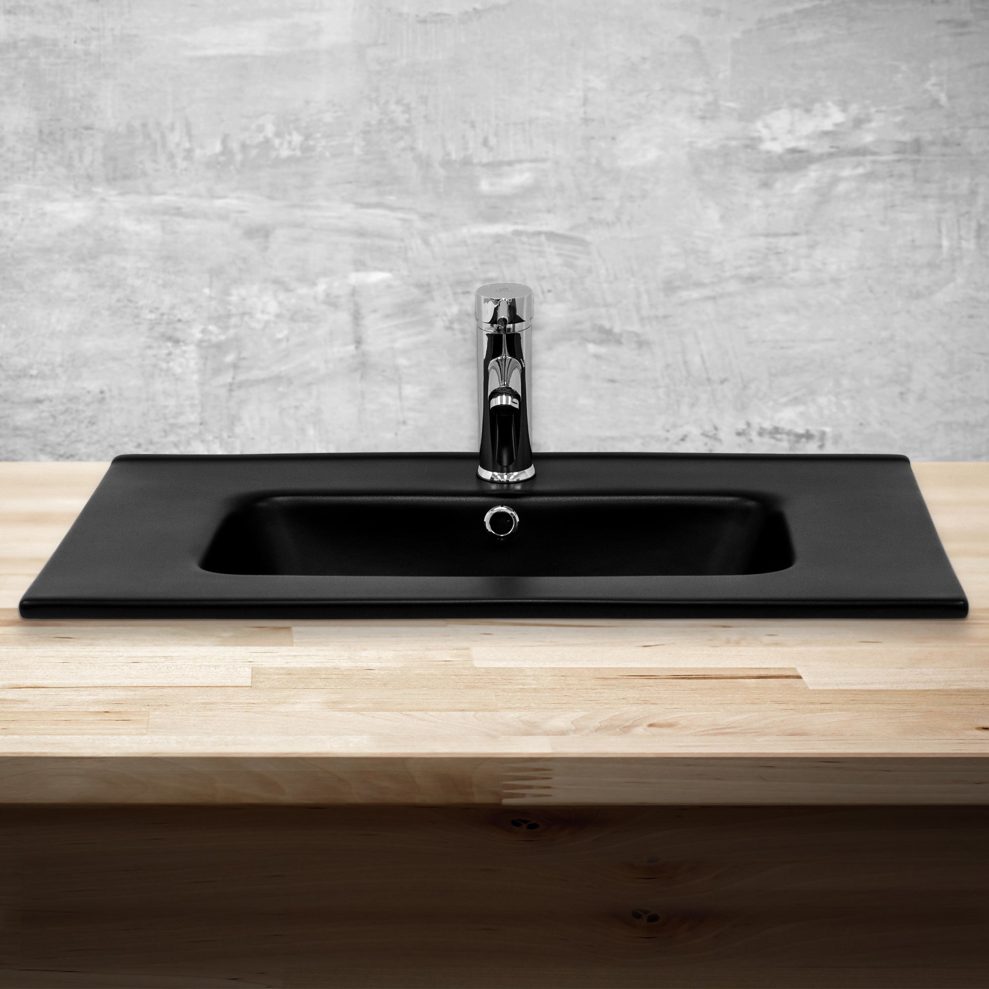 ECD Germany Sanitaire lavabo rectangulaire noir 71 cm céramique