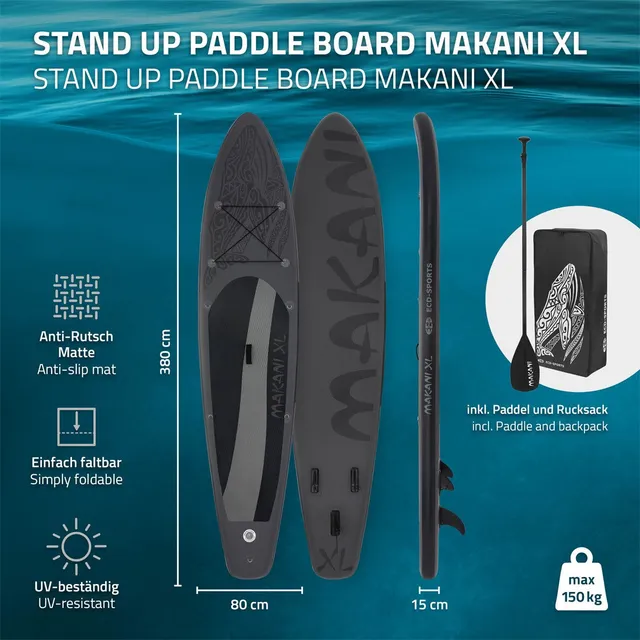 ECD Germany Makani Paddle gonflable noir 380 cm XL