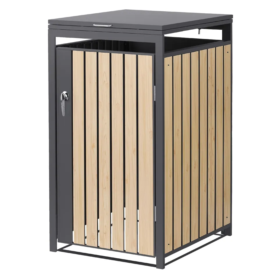 ECD Germany Garten Cache-poubelle 240L Mélèze Acier 1er