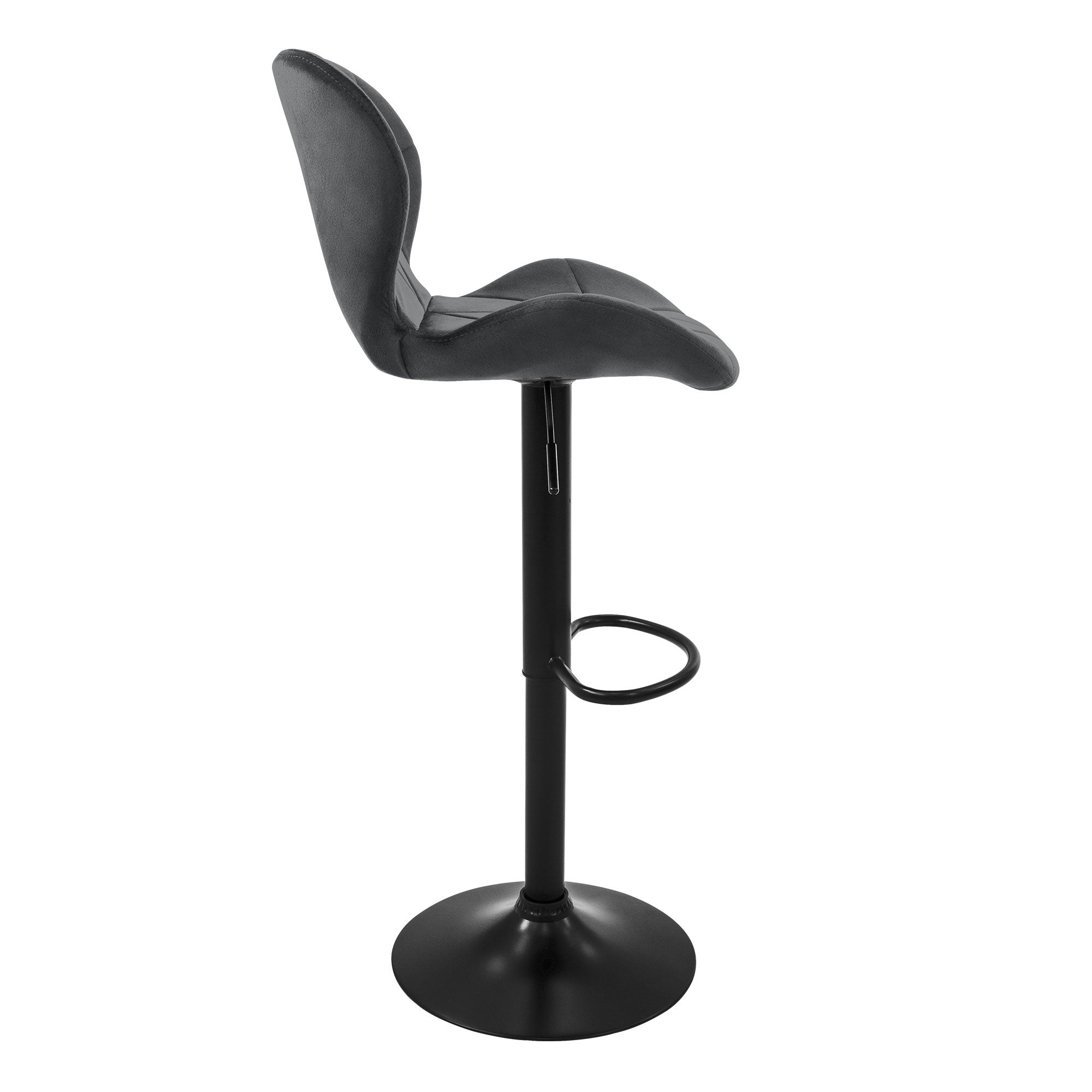 ECD Germany Tabouret Bar Velours Gris Lot 2 Réglable 59-79 cm