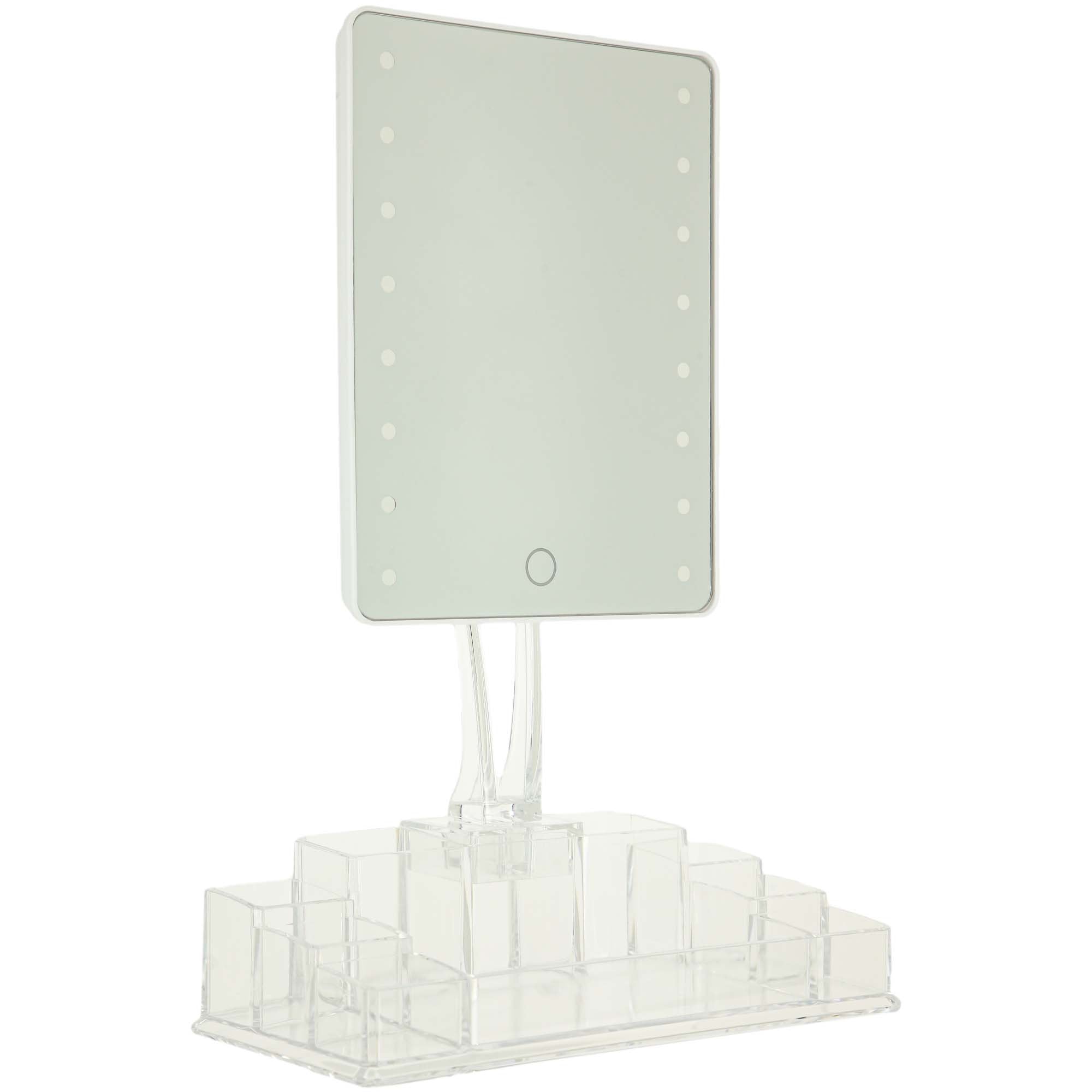 Stokomani miroir LED maquillage acrylique 37 cm rangement