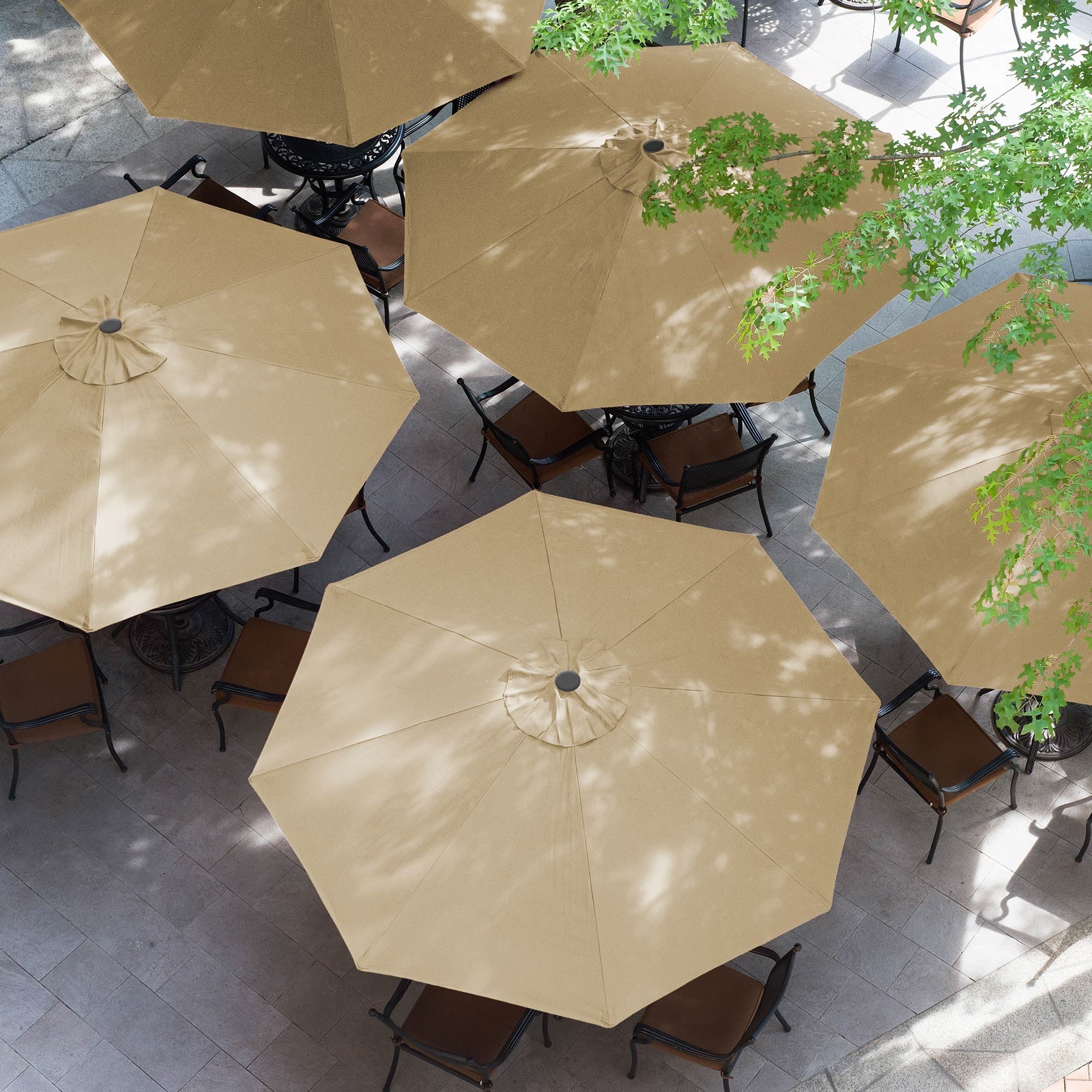 ECD Germany Garten parasol 300 cm marron LED solaire