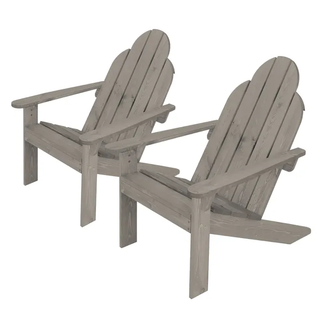 ECD Germany Garten fauteuils jardin Adirondack gris lot 2 bois