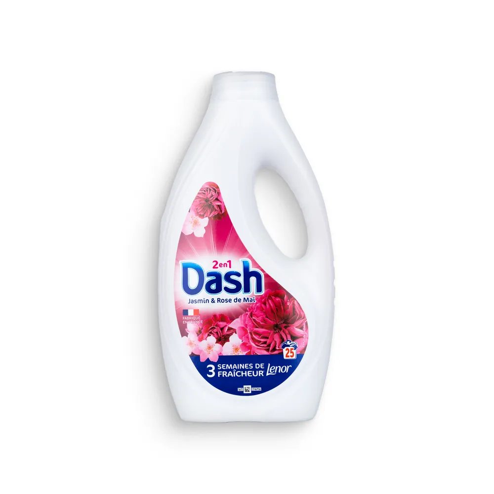 Dash 2 en 1 lessive liquide 25 doses jasmin rose