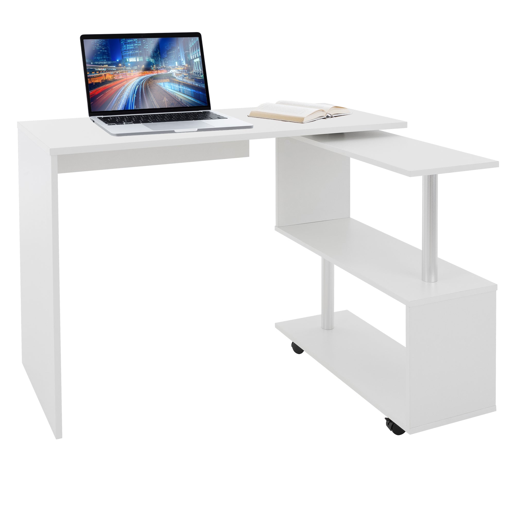 ECD Germany Möbel bureau d’angle pivotant blanc 150 cm