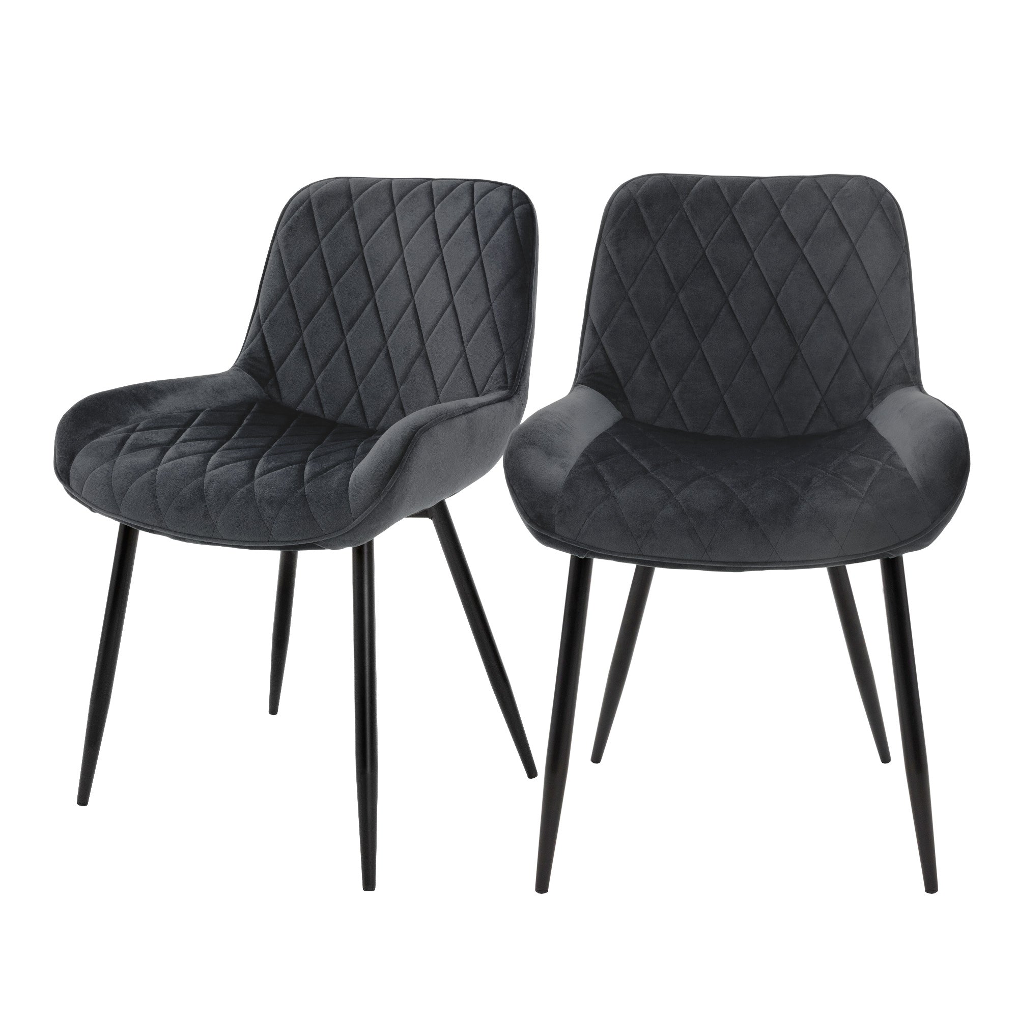 ECD Germany Möbel Lot 2 Chaises Velours Anthracite Matelassées