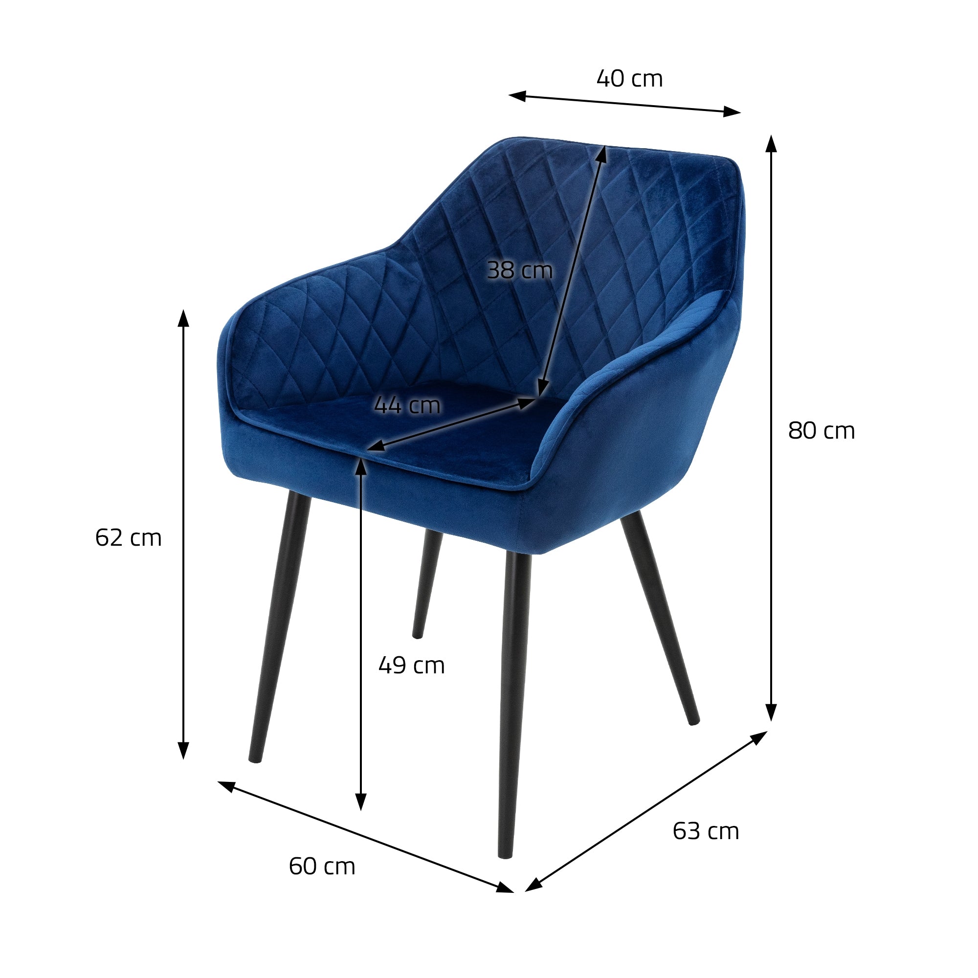 ECD Germany Möbel chaise velours bleu foncé matelassée lot 6