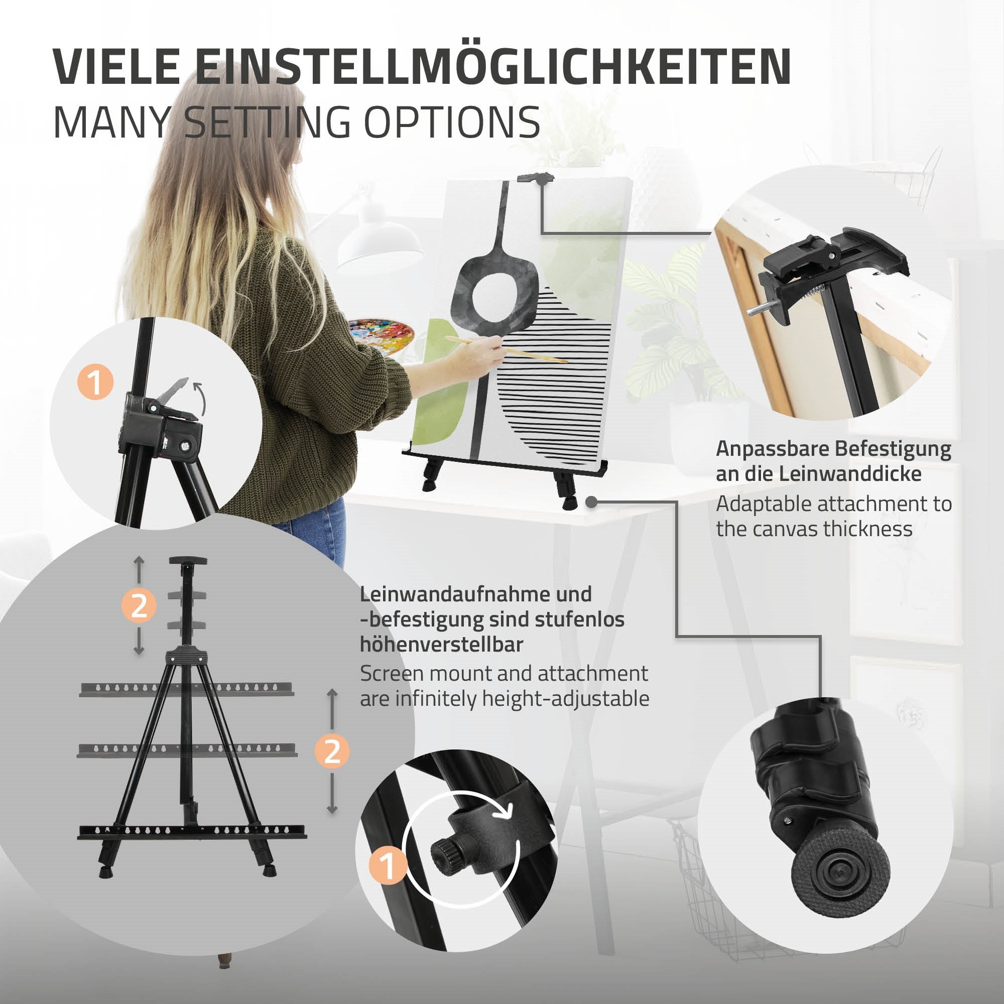 ECD Kinder chevalet 156 cm + kit peinture 140 pièces