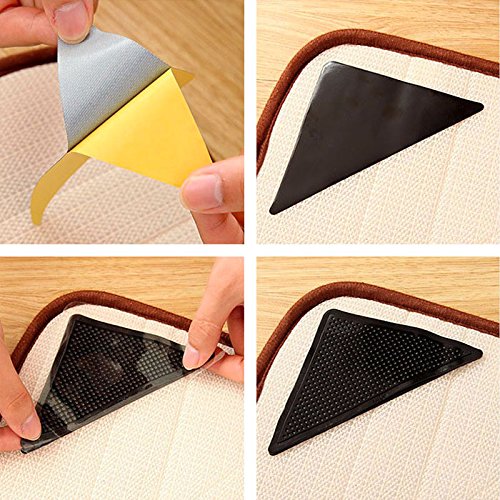 Shop-Story Maison Lot 4 Coins Antidérapants Tapis Triangle Polyuréthane