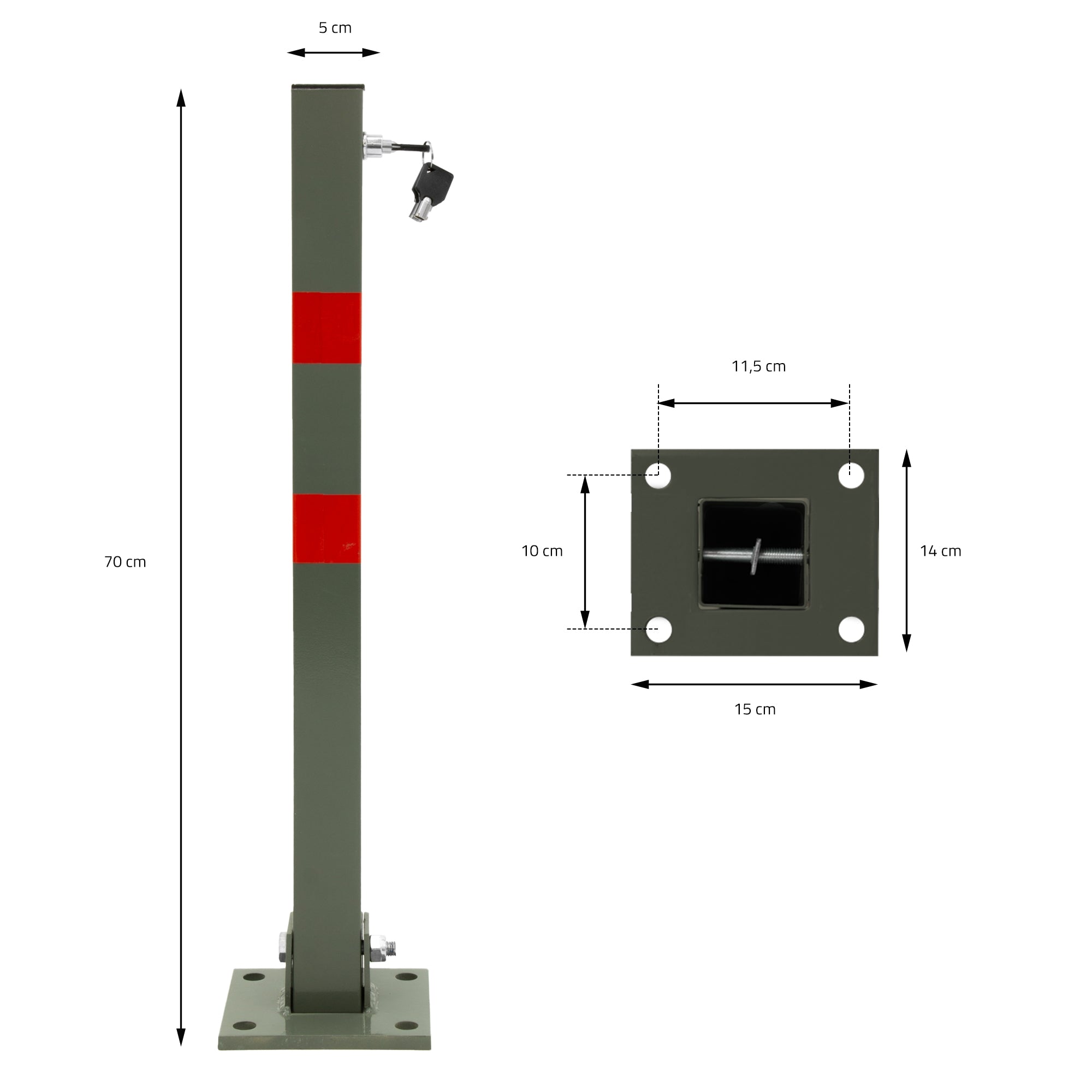 ECD Germany borne parking acier 70 cm rabattable lot de 4