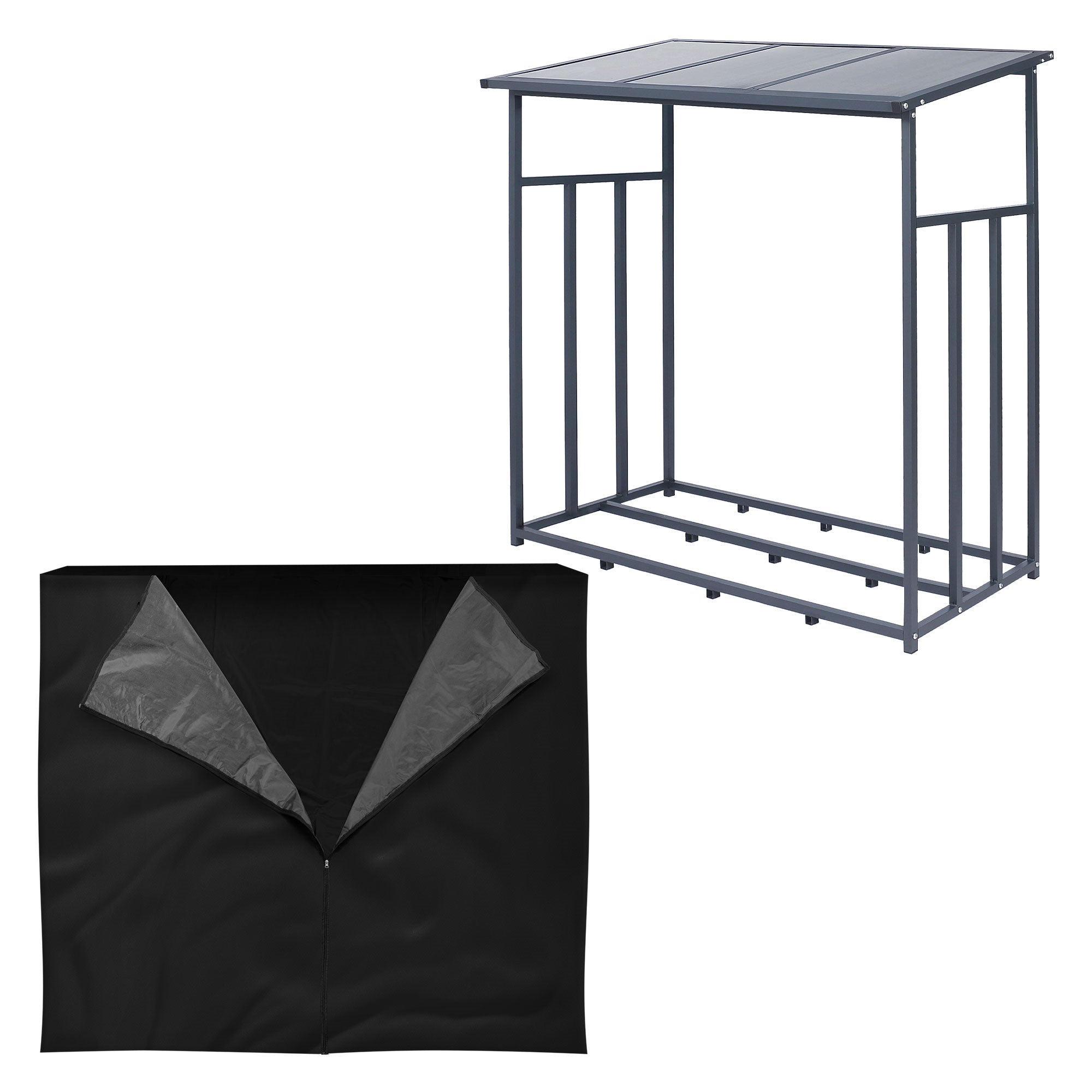 ML-Design Garten abri bûches acier anthracite avec toit 187x83x185
