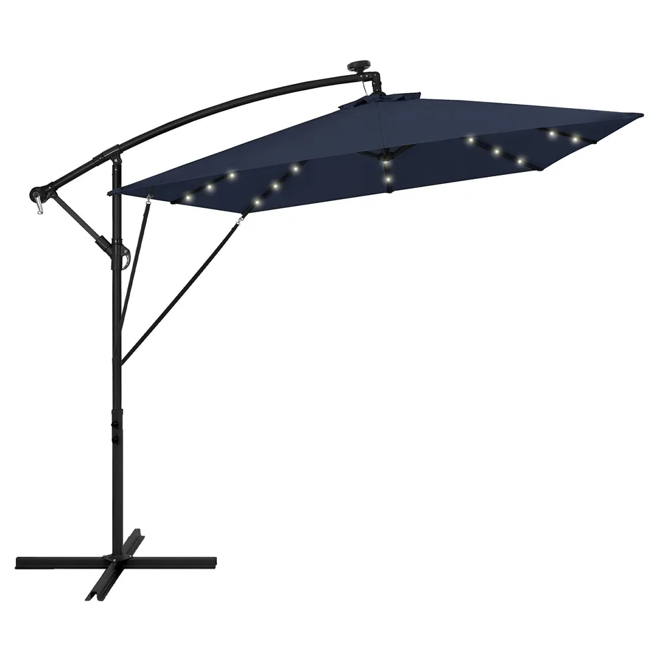 ECD Germany ML-Design Parasol déporté LED solaire 330cm bleu