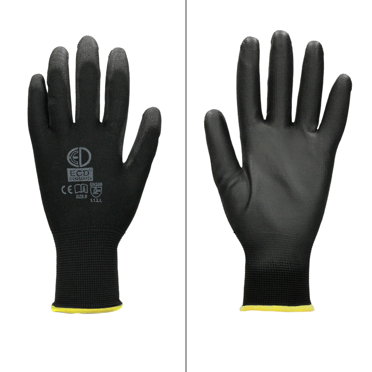 ECD Germany gants travail PU noirs taille M lot 120 paires