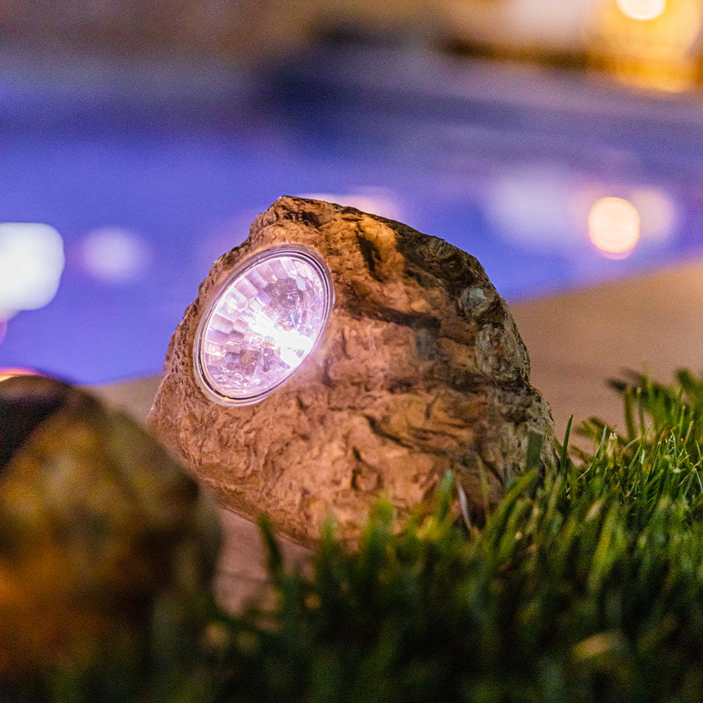 Red Deco Rocky Brown lot 3 rochers solaires LED blanc