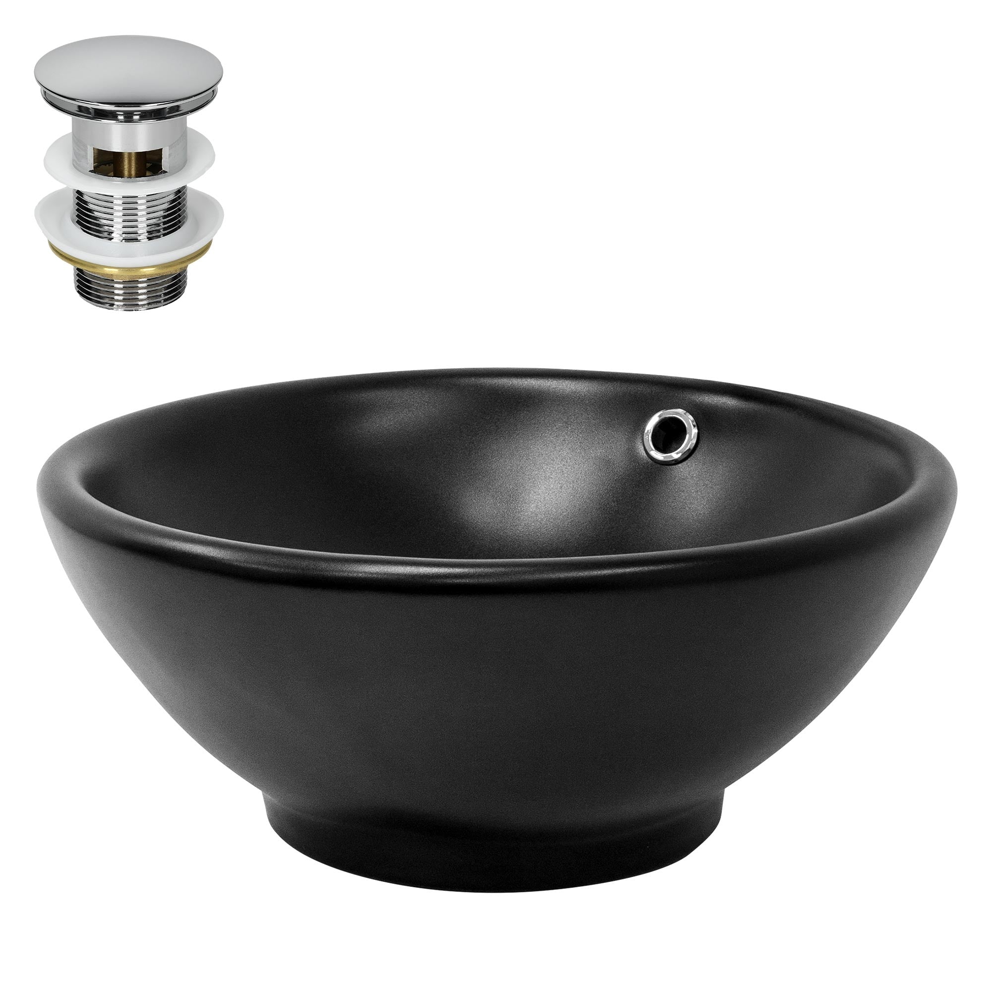 ECD Germany LuxeBath vasque ronde Ø42x17 cm noir mat céramique