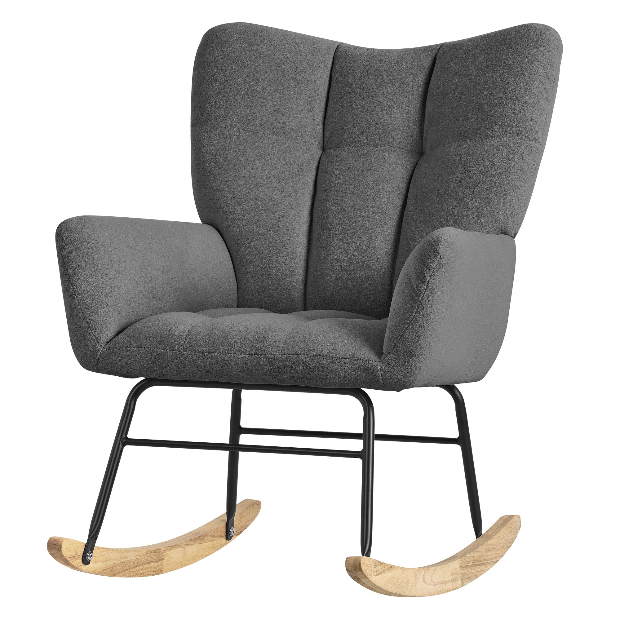 ML-Design fauteuil à bascule bouclette beige 120 kg bois