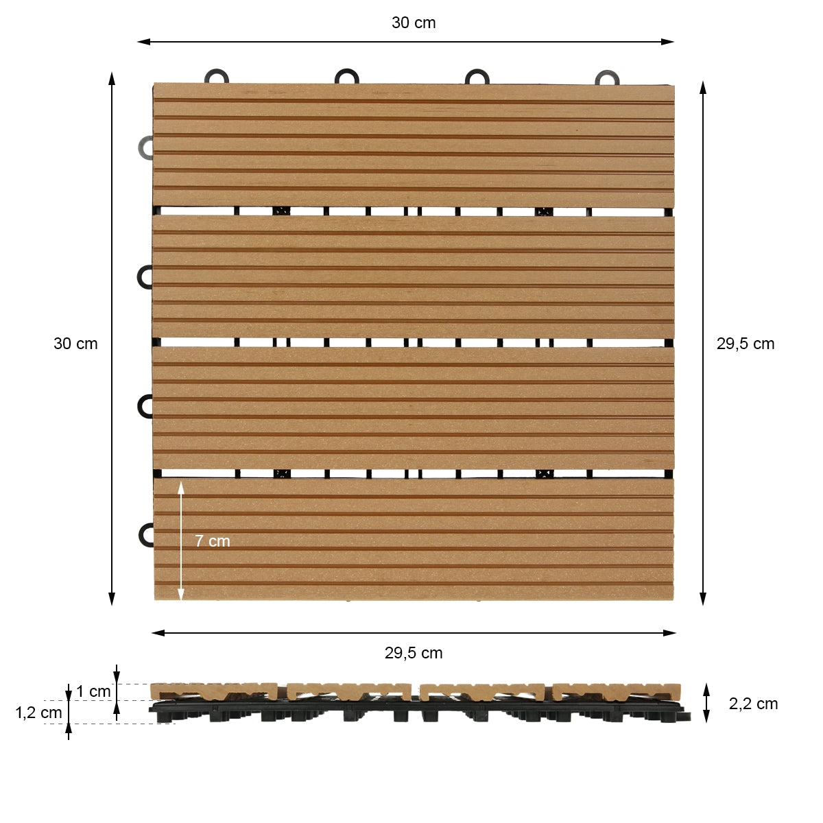 ECD Germany dalle terrasse WPC teck 30x30 cm lot 11 soit 1 m²