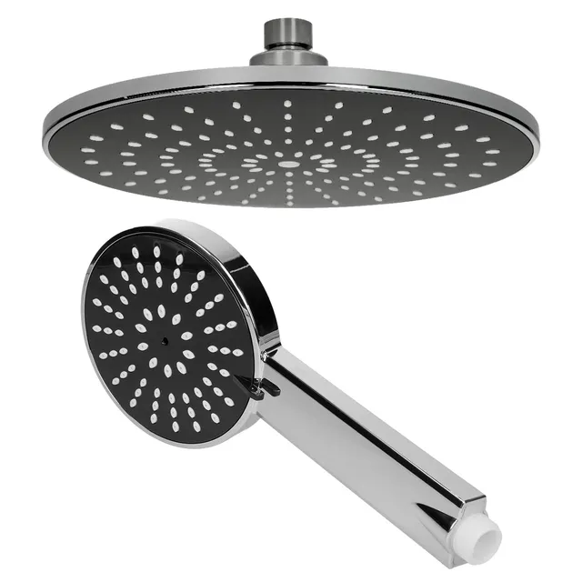 ECD Germany Sanitär ensemble douche pluie ronde noir inox