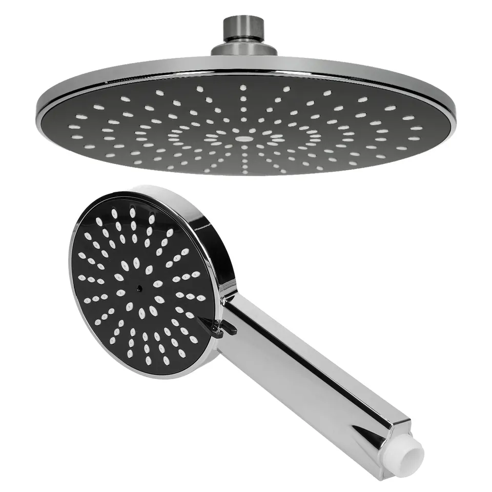 ECD Germany Sanitär ensemble douche pluie ronde noir inox