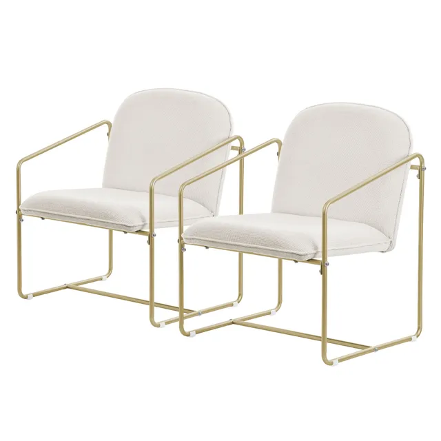 ECD Germany ML-Design lot 2 fauteuils beiges tissu 65x61x76 cm