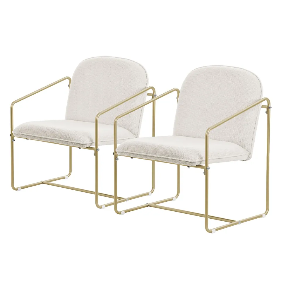 ECD Germany ML-Design lot 2 fauteuils beiges tissu 65x61x76 cm
