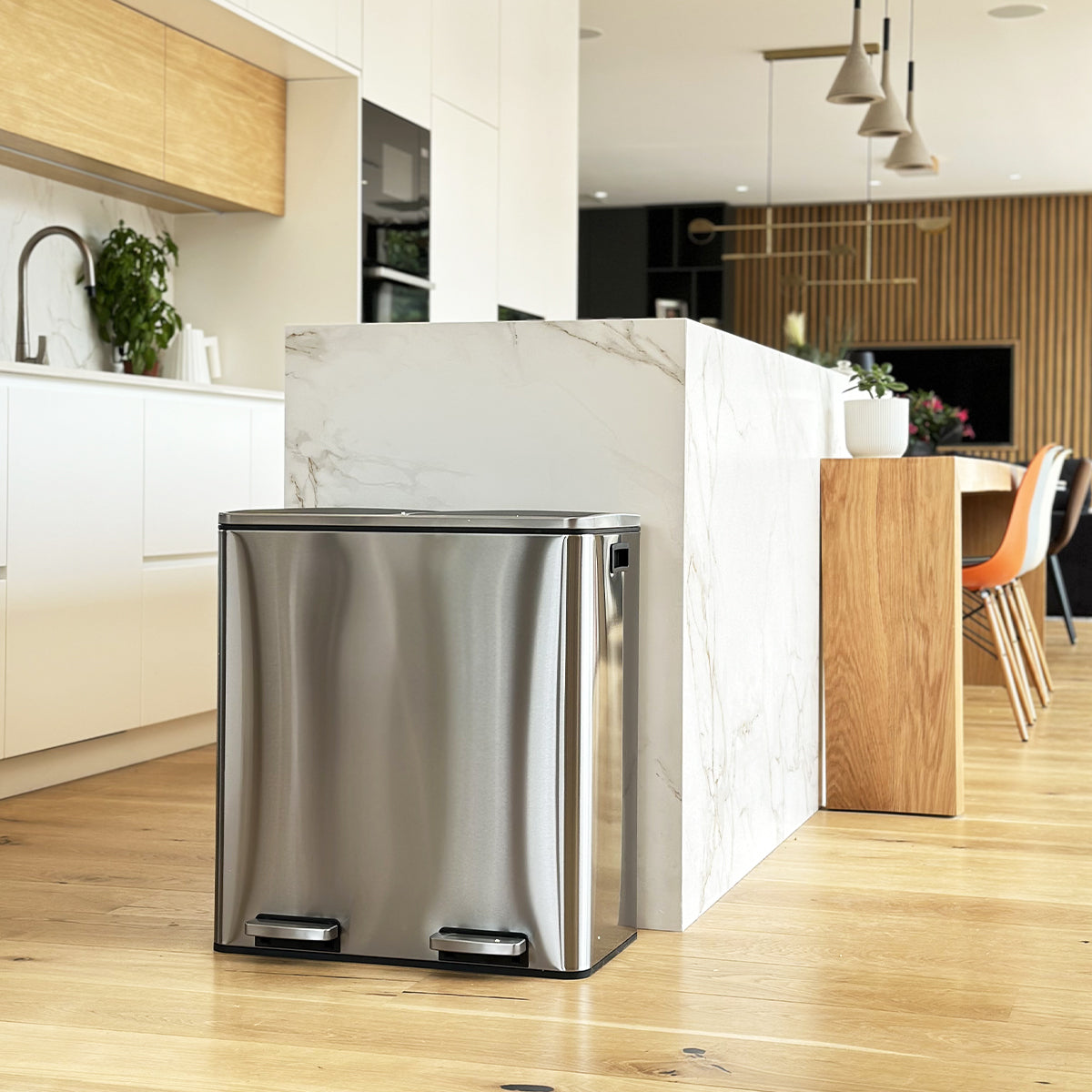 Red Deco Major poubelle cuisine 60L 2x30L inox à pédale